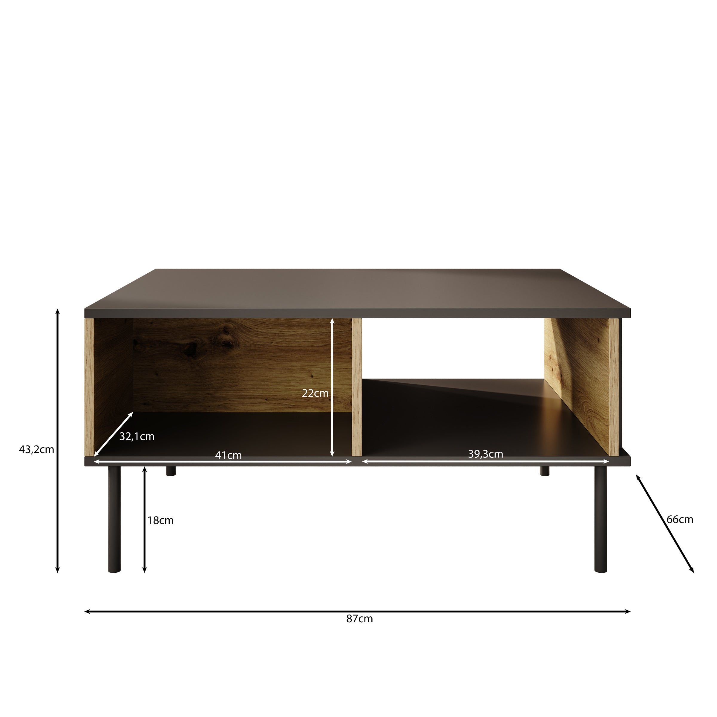 Rogan - Salontafel - Zwart - 87x66x43 cm