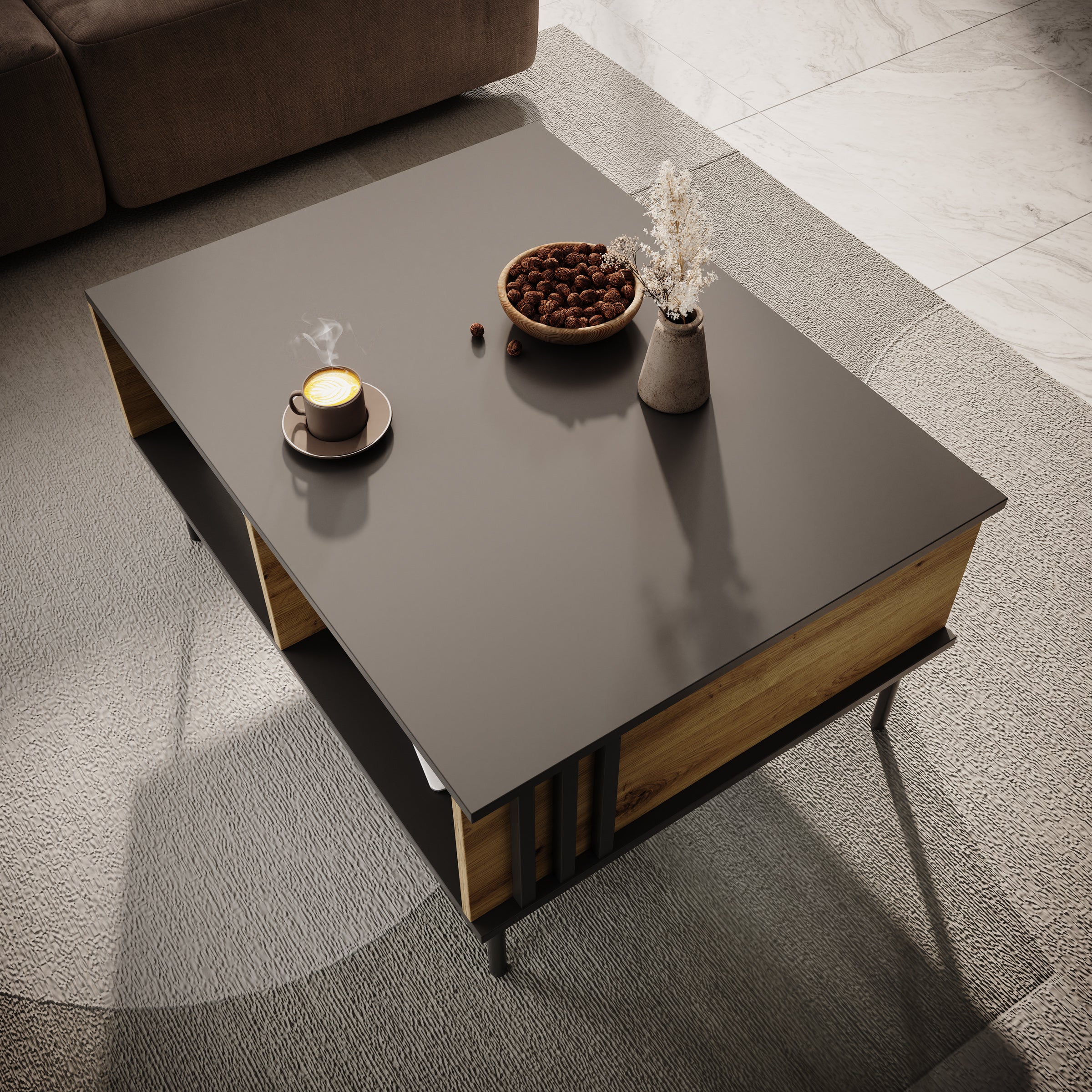 Rogan - Salontafel - Zwart - 87x66x43 cm