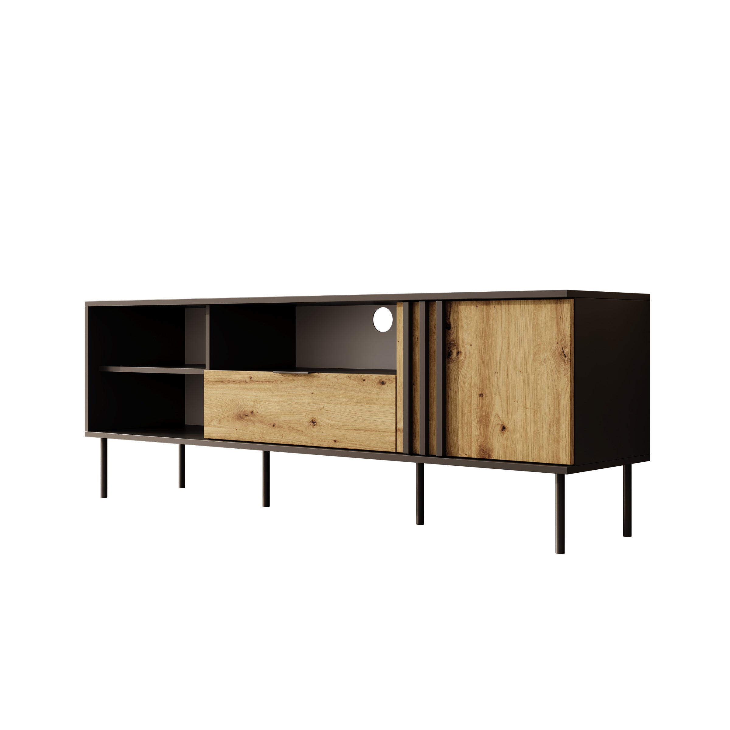 Rogan - TV-Meubel - Zwart - 160x40x58 cm