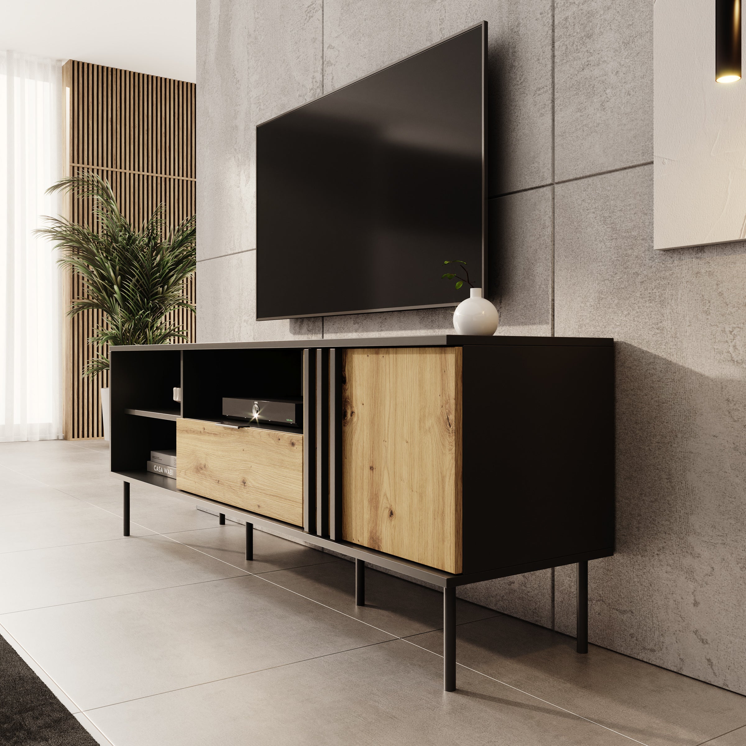 Rogan - TV-Meubel - Zwart - 160x40x58 cm