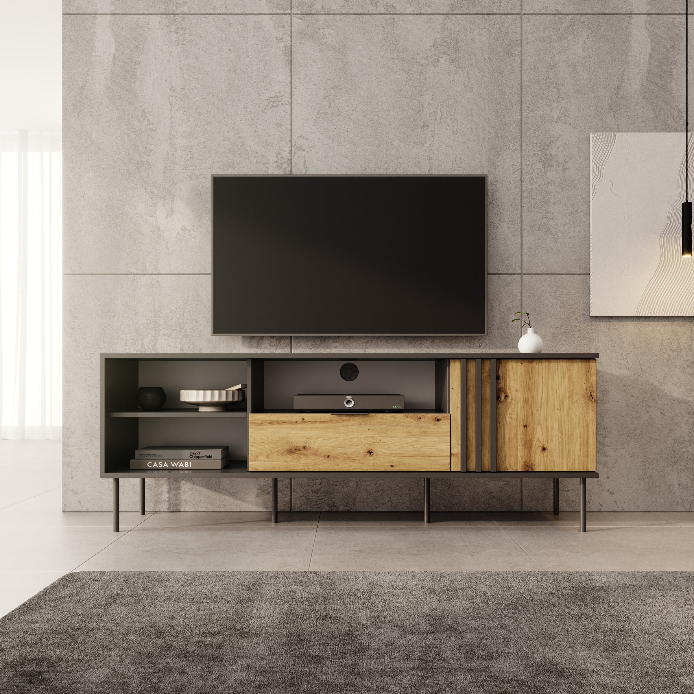 Rogan - TV-Meubel - Zwart - 160x40x58 cm