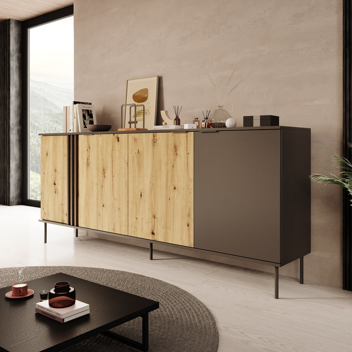 Rogan - Dressoir - Zwart - 220x40x92 cm
