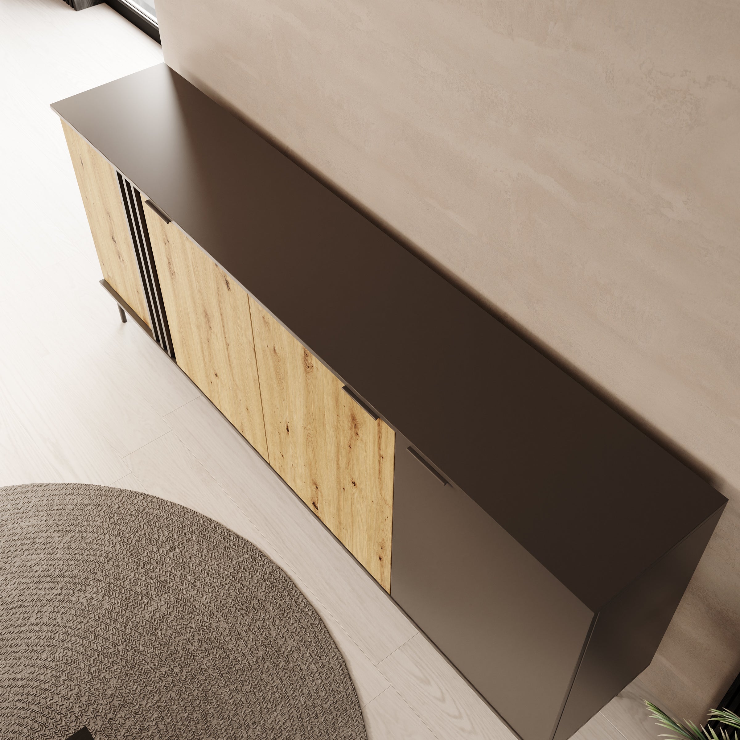 Rogan - Dressoir - Zwart - 220x40x92 cm