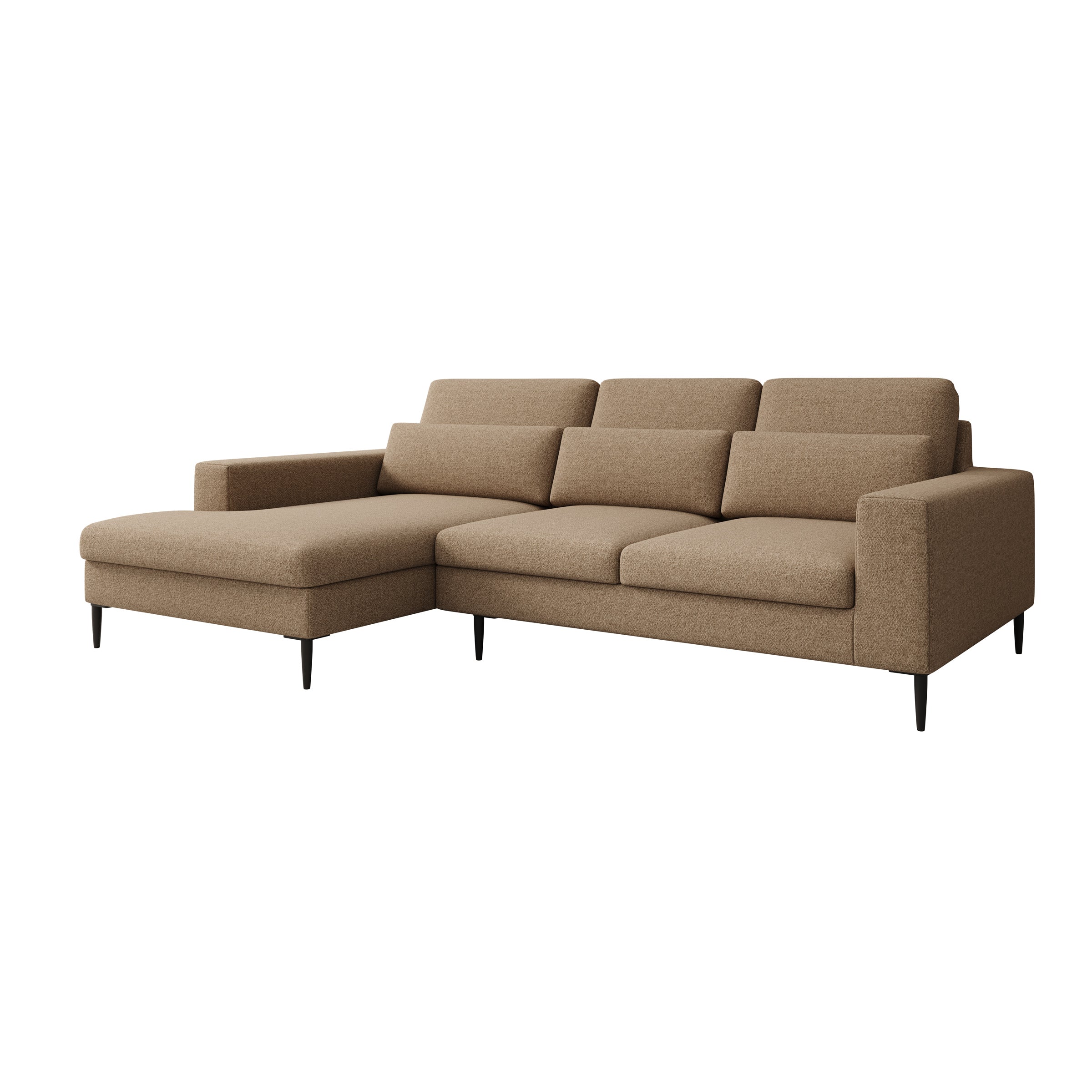 Rosano - Hoekbank 3-zits met chaise longue - Stof beige - Links