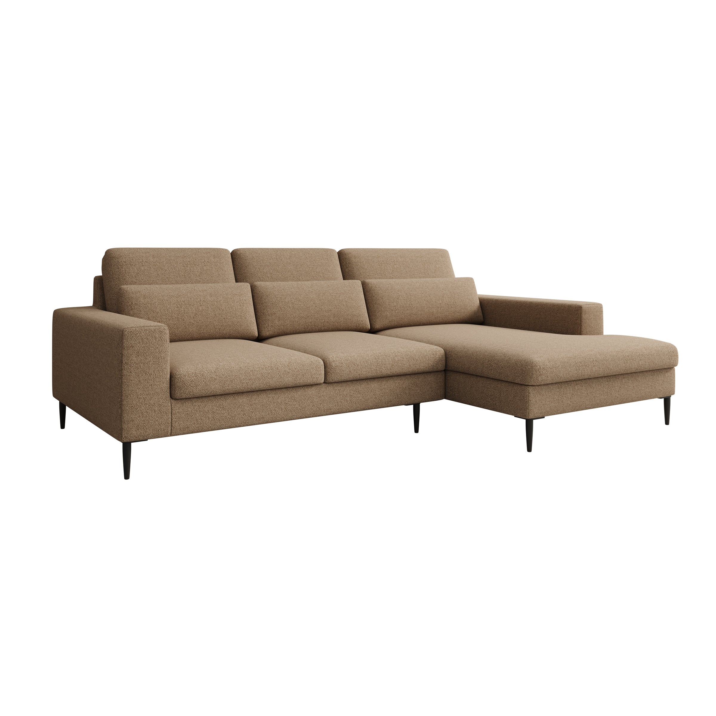 Rosano - Hoekbank 3-zits met chaise longue - Stof beige - Rechts