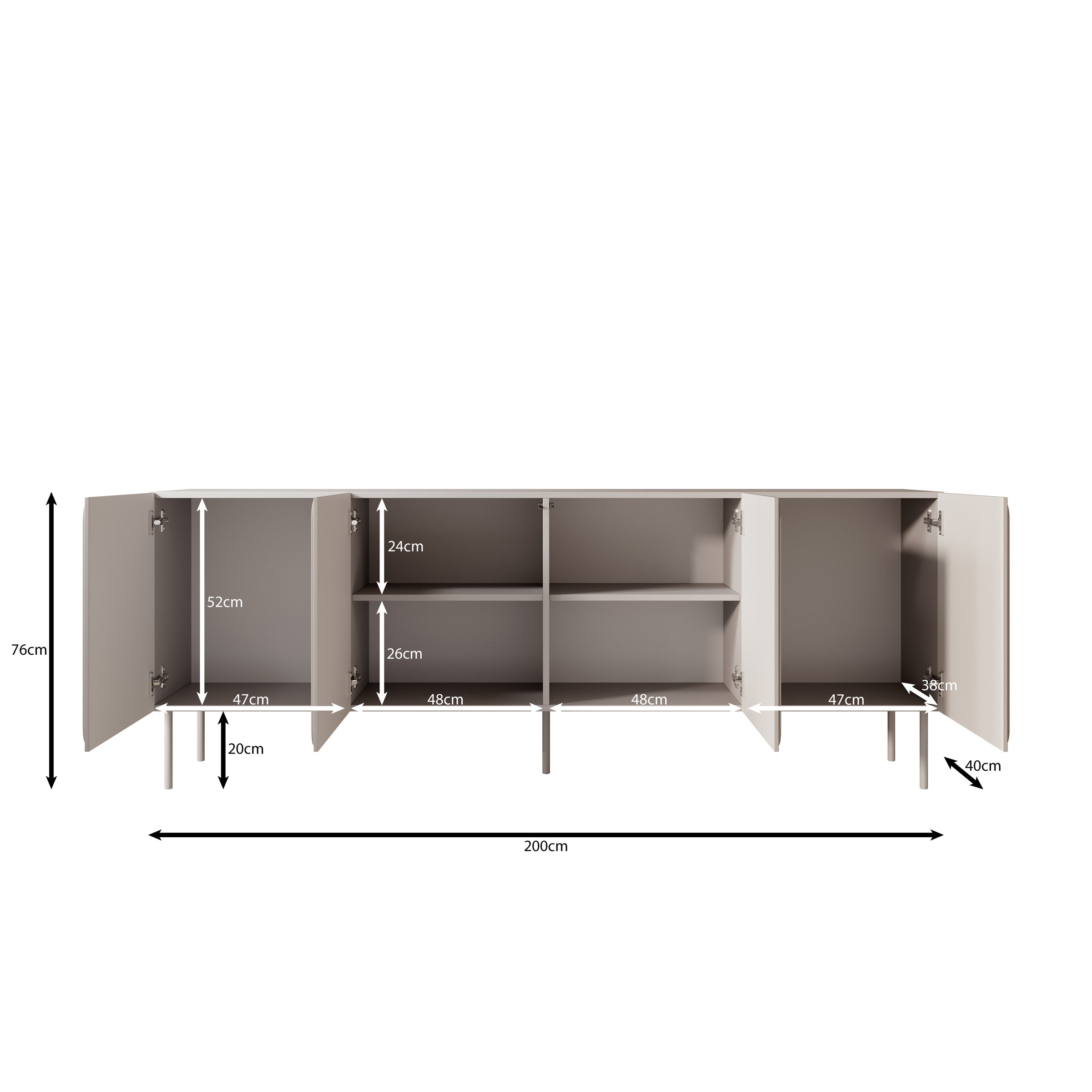 Rovik - Dressoir - Beige - 200x40x76 cm