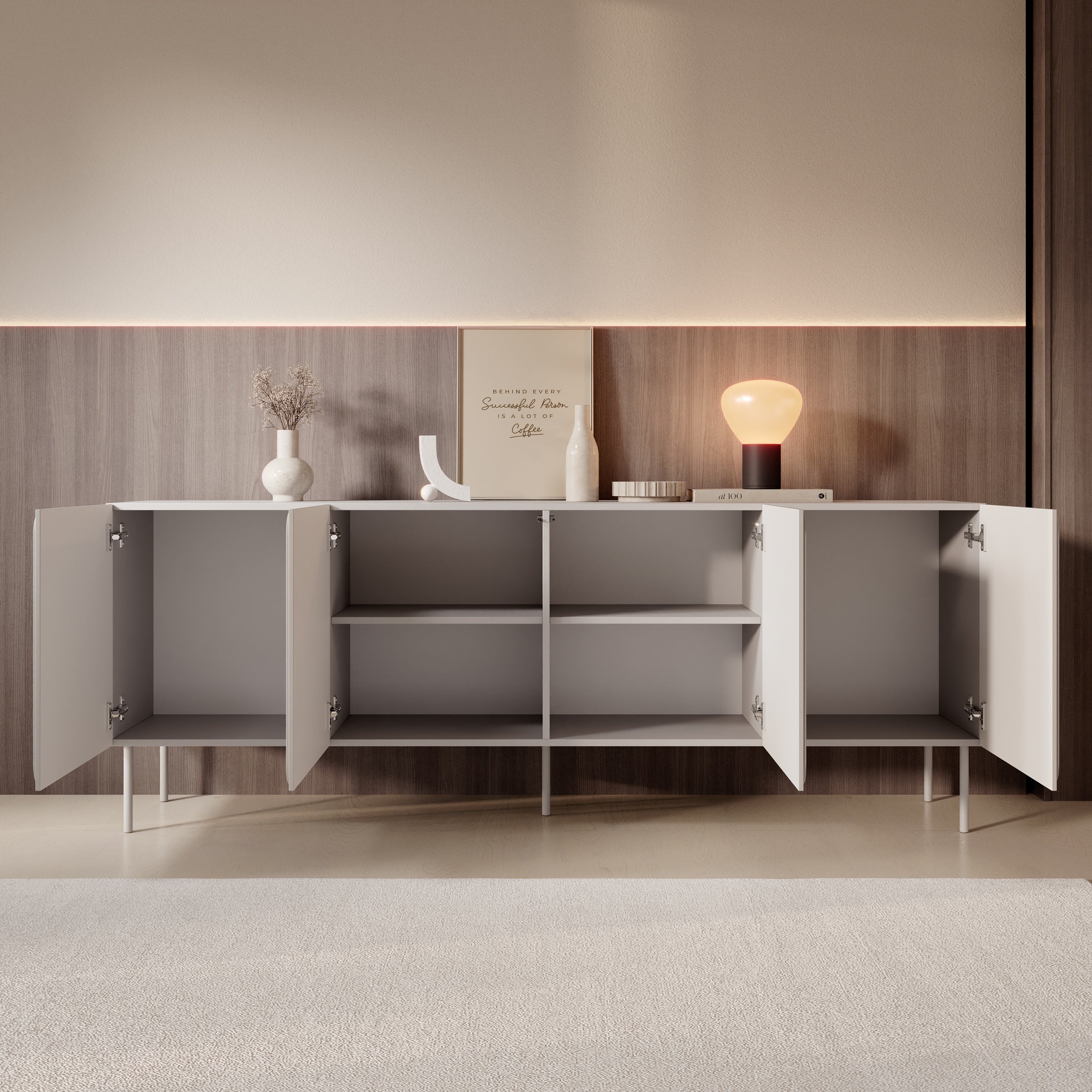 Rovik - Dressoir - Beige - 200x40x76 cm