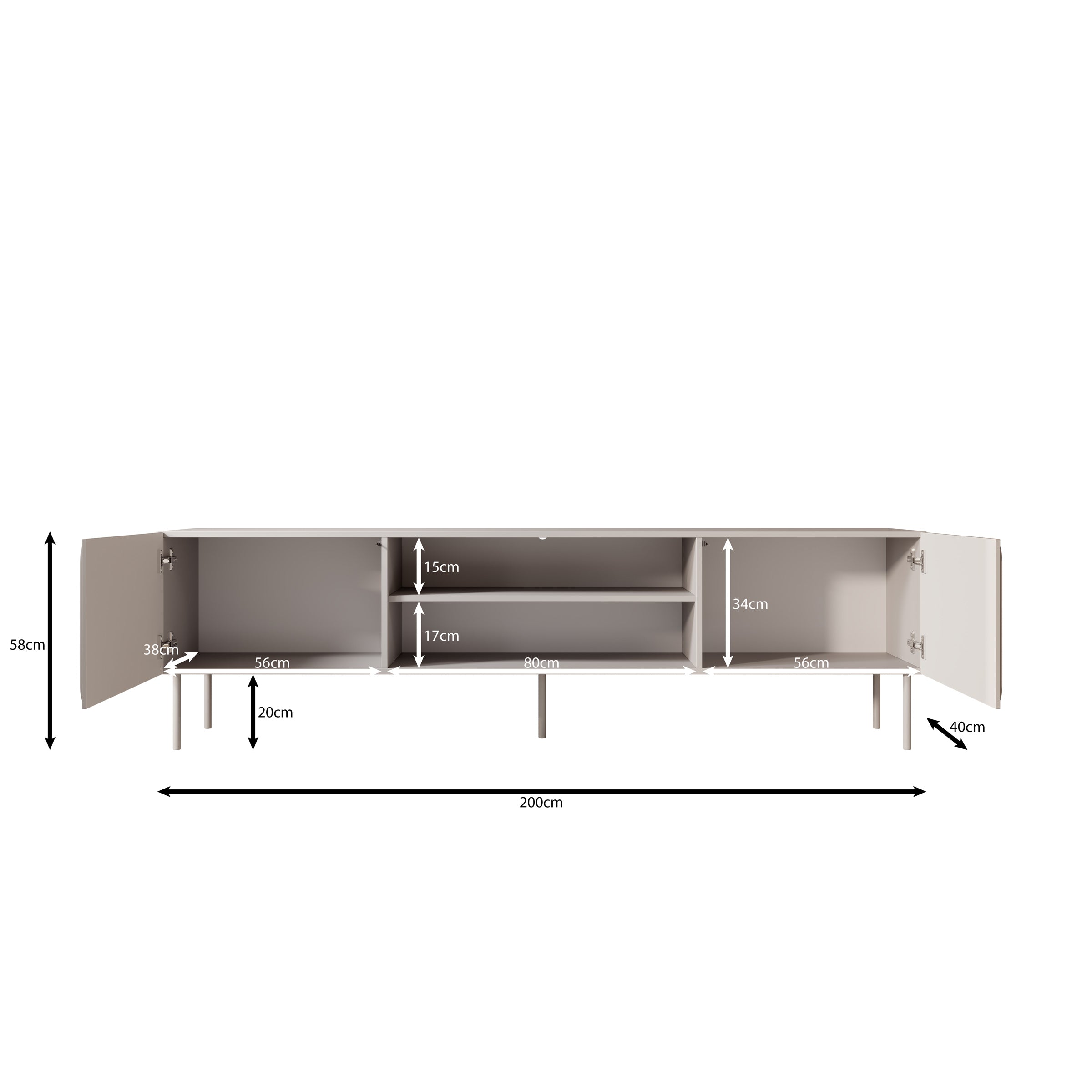 Rovik - TV-Meubel - Beige - 200x40x58 cm