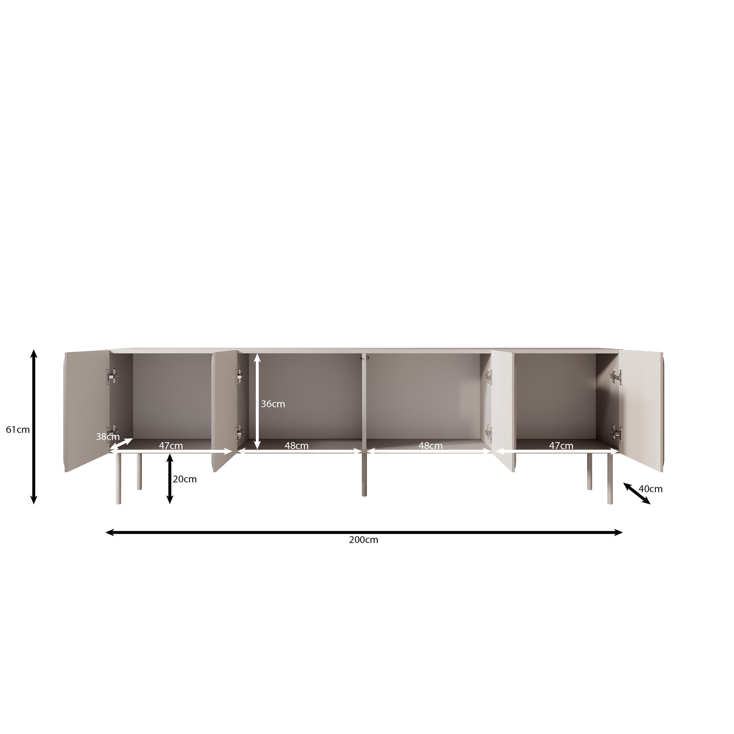 Rovik - TV-Meubel - Beige - 200x40x61 cm
