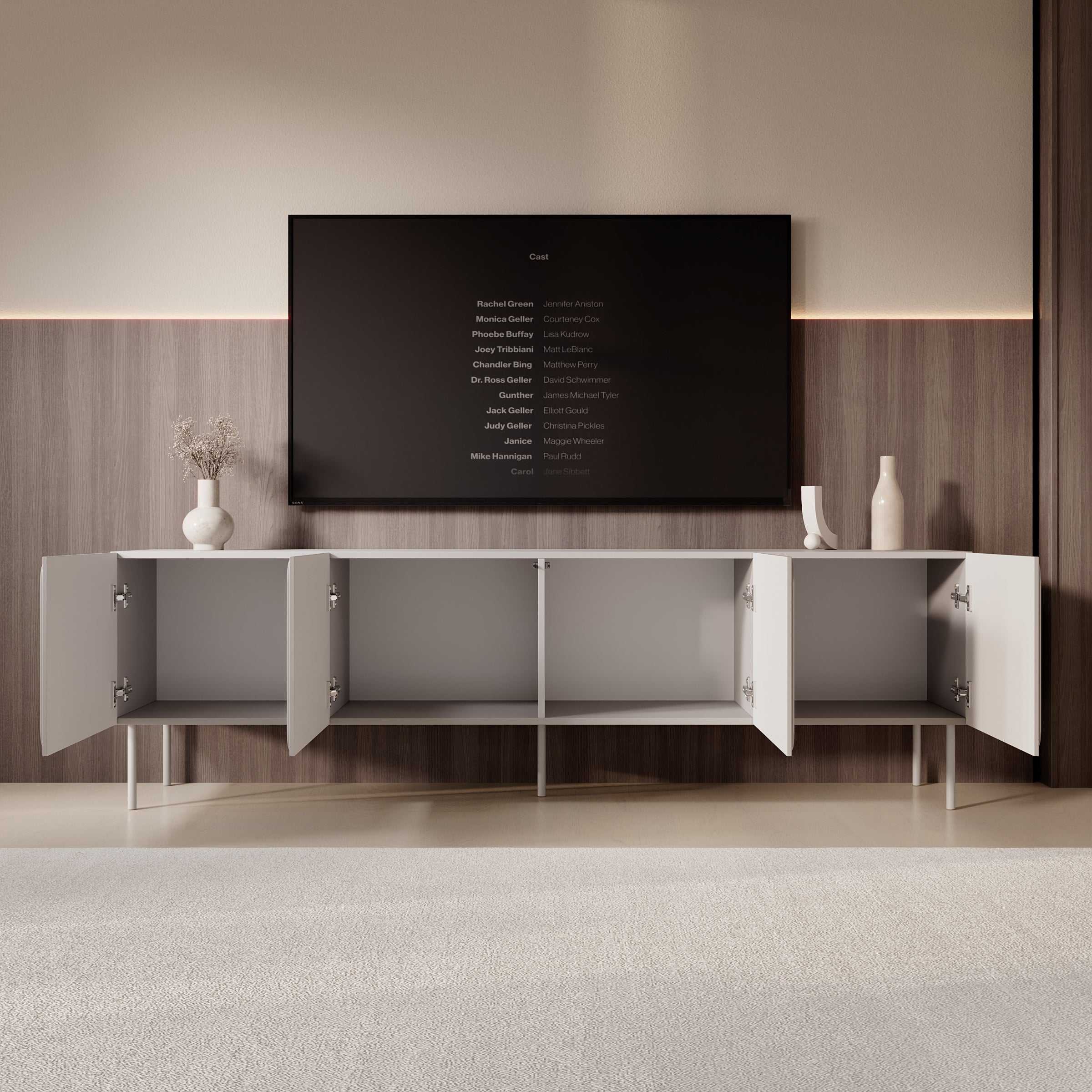 Rovik - TV-Meubel - Beige - 200x40x61 cm