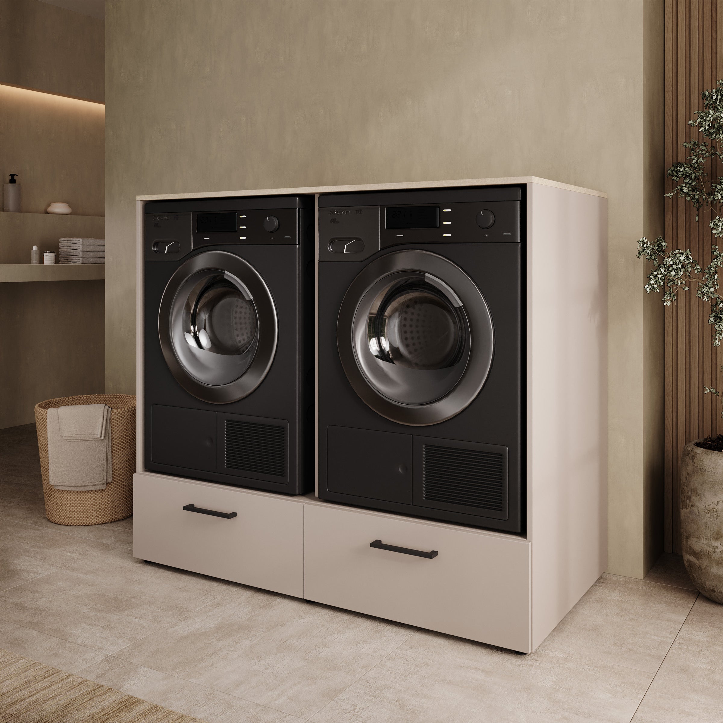Rowley - Wasmachinekast - Beige - 132x67x117 cm