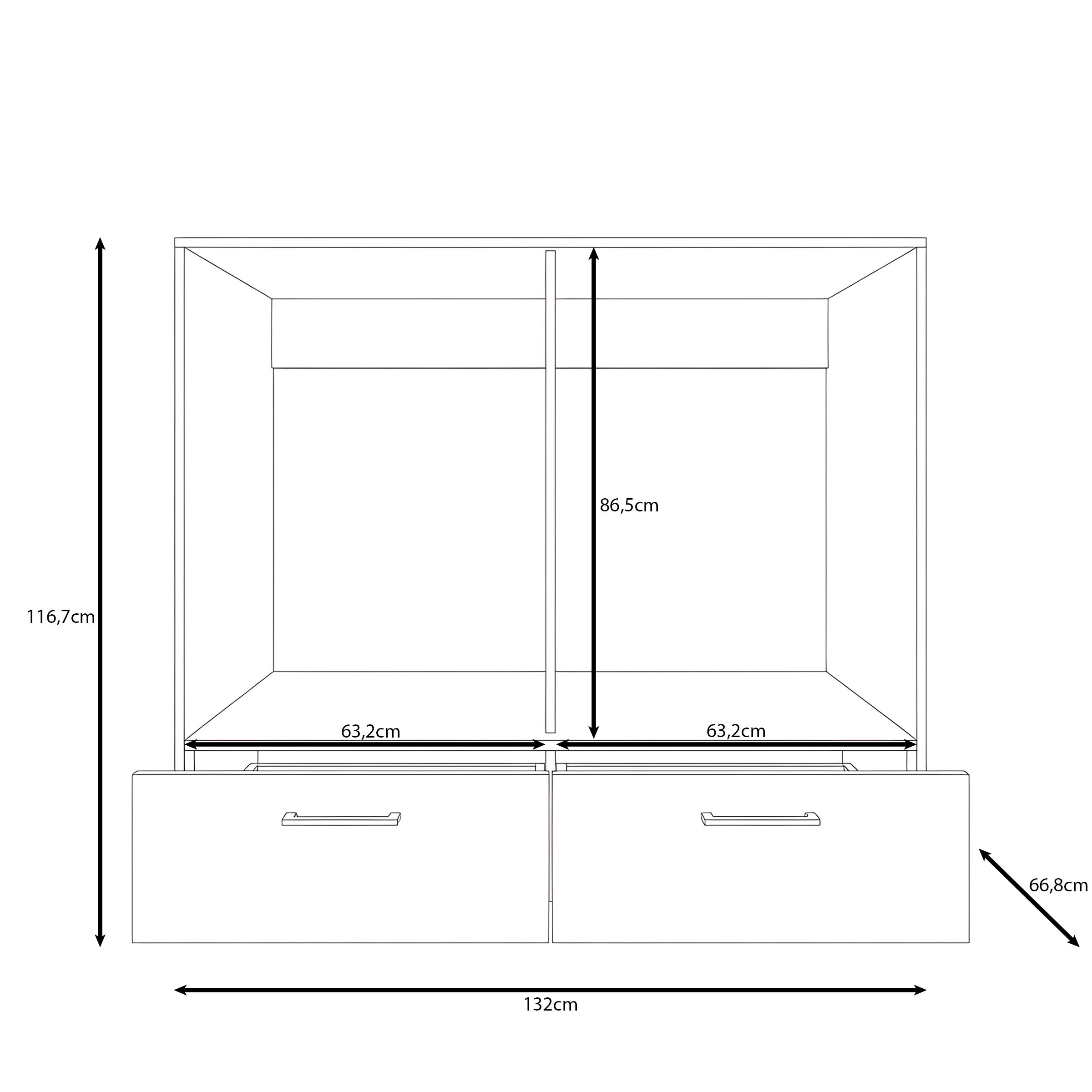 Rowley - Wasmachinekast - Beige - 132x67x117 cm