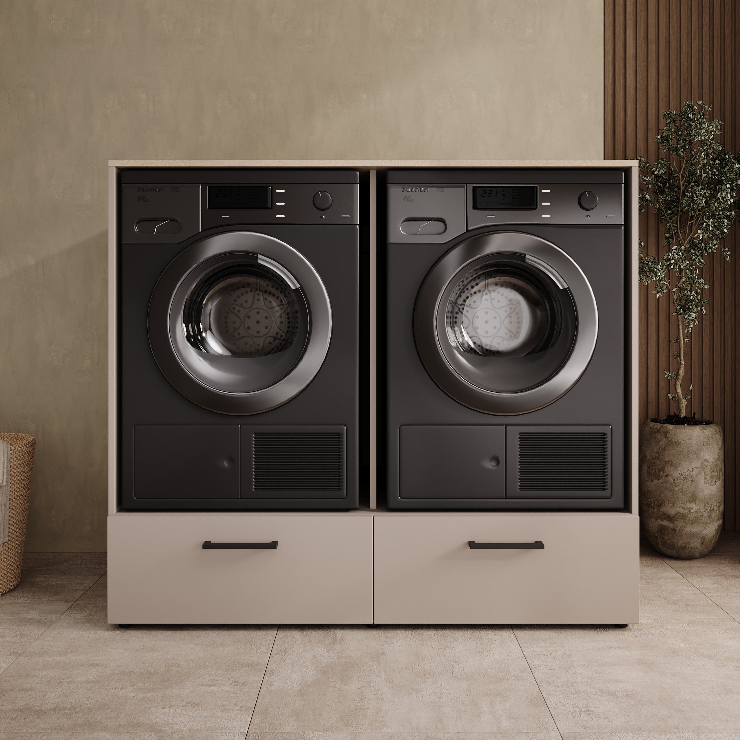 Rowley - Wasmachinekast - Beige - 132x67x117 cm