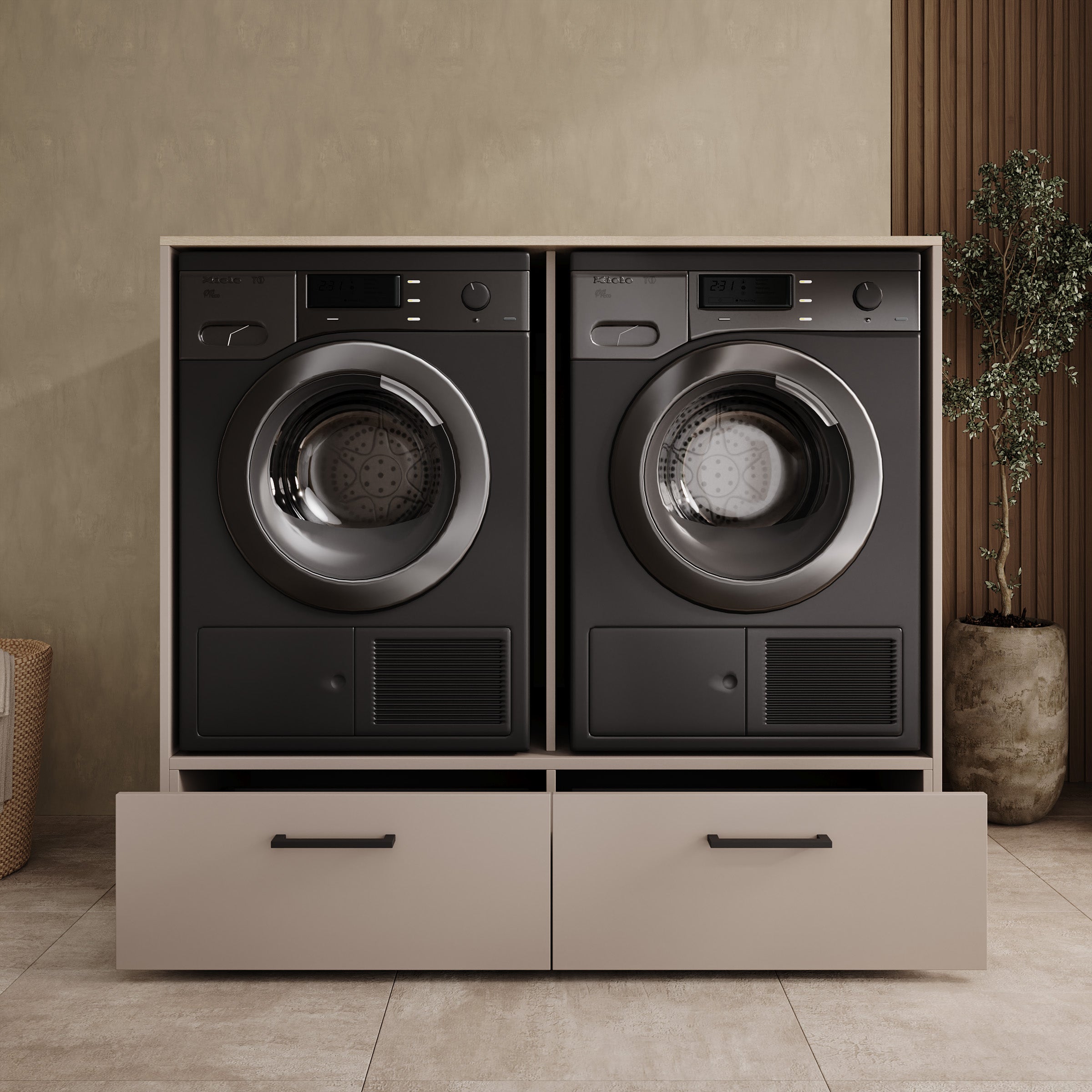 Rowley - Wasmachinekast - Beige - 132x67x117 cm