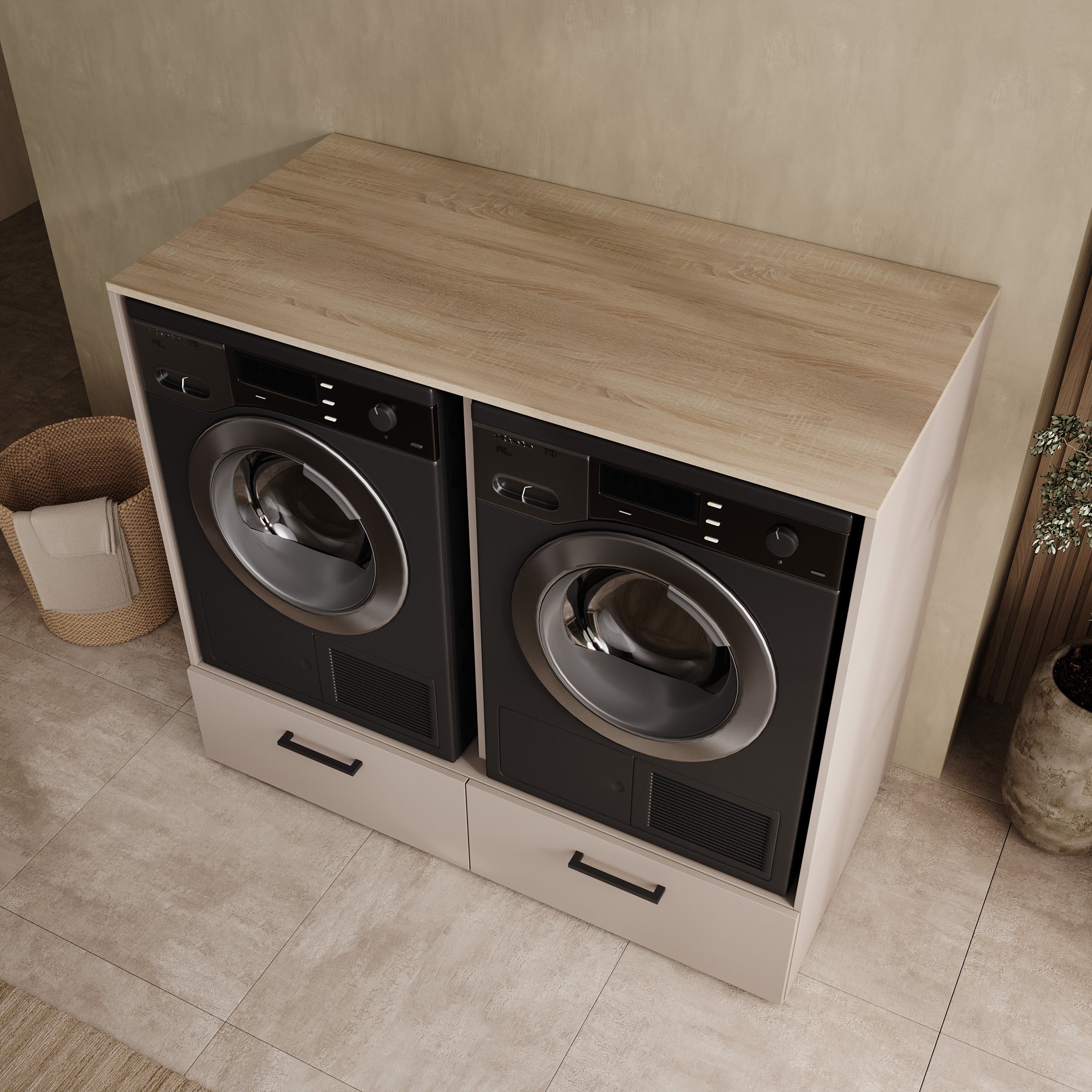 Rowley - Wasmachinekast - Beige - 132x67x117 cm