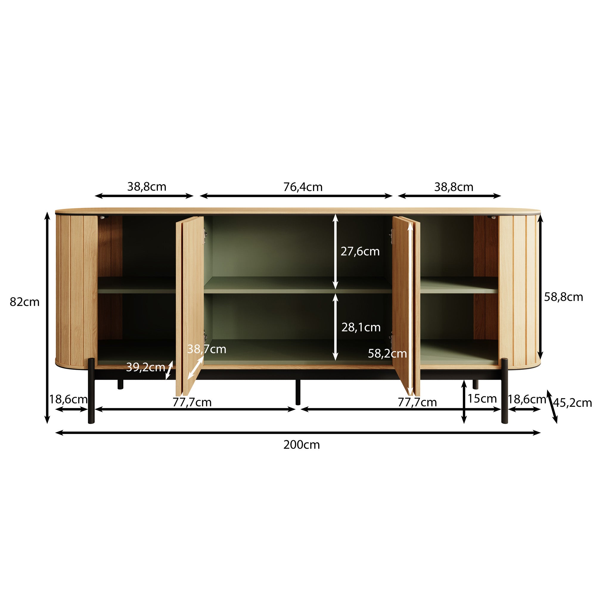 Royale - Dressoir - Eiken - 200x45x82 cm