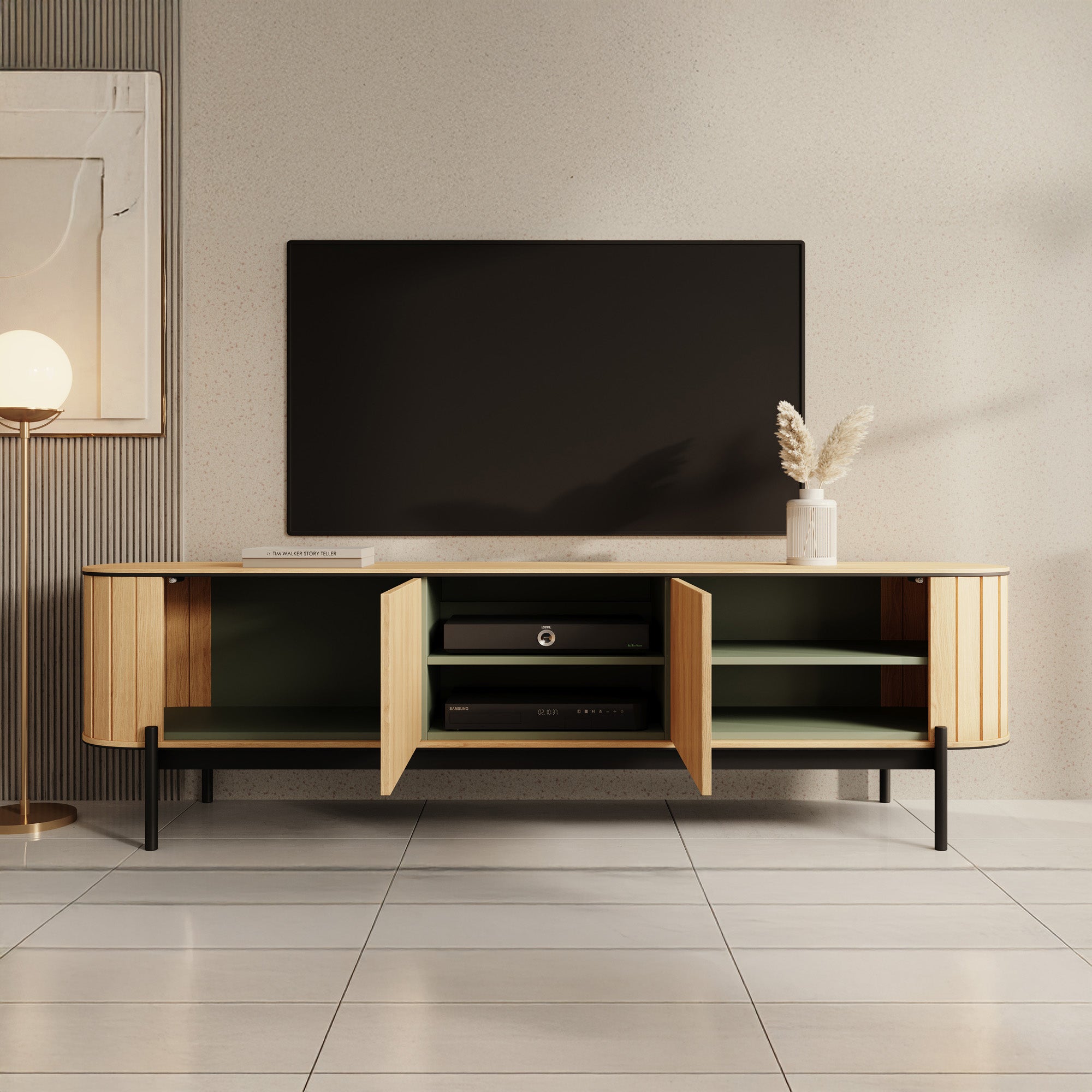 Royale - TV-Meubel met 2 deuren - Eiken  - 200x45x57 cm