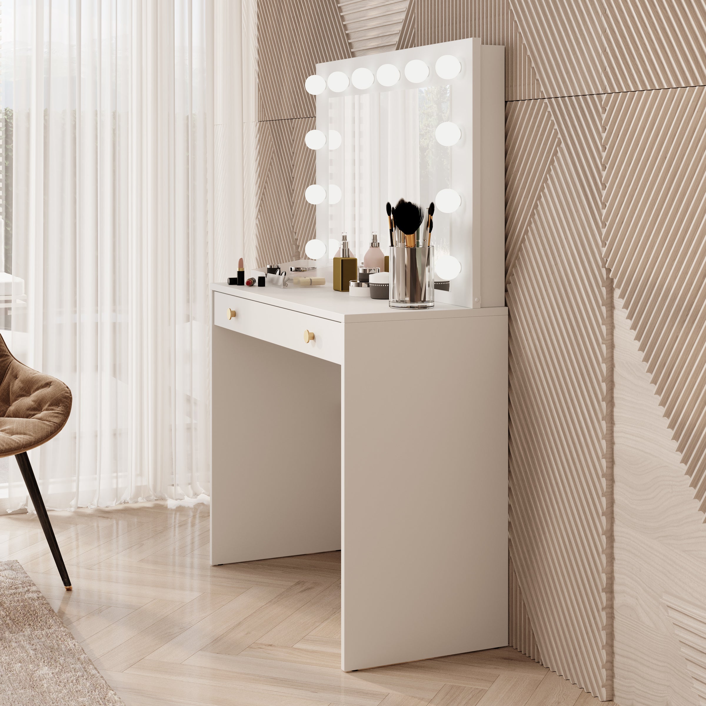 Rumble 2 - Kaptafel met spiegel - Wit - 90x40x136 cm