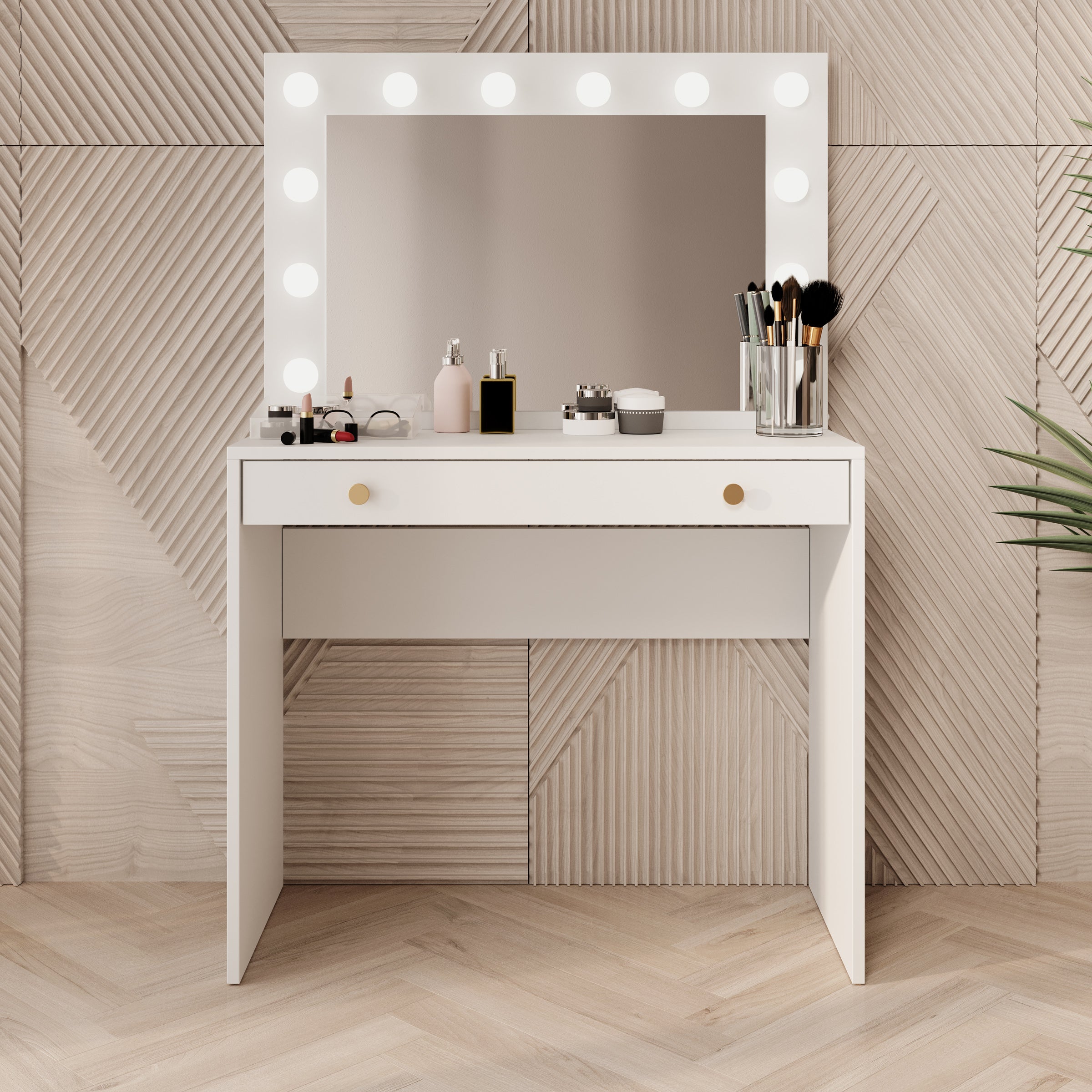 Rumble 2 - Kaptafel met spiegel - Wit - 90x40x136 cm