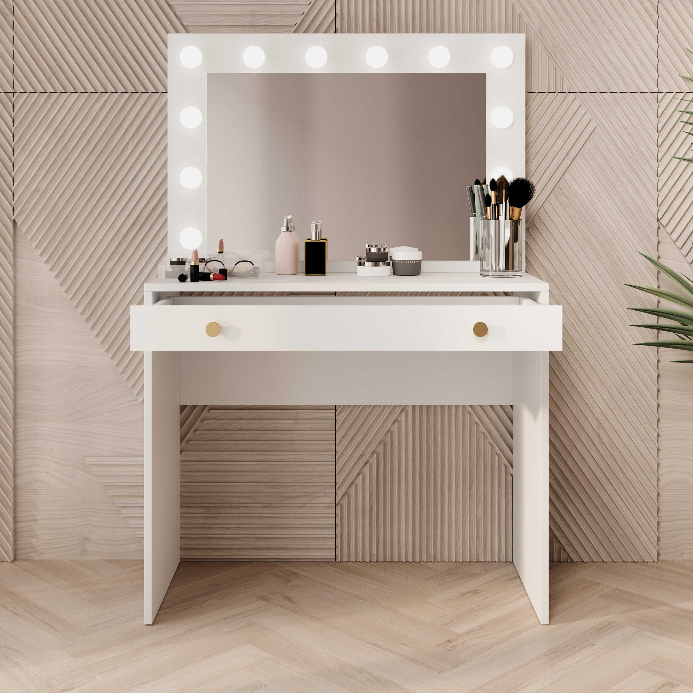 Rumble 2 - Kaptafel met spiegel - Wit - 90x40x136 cm