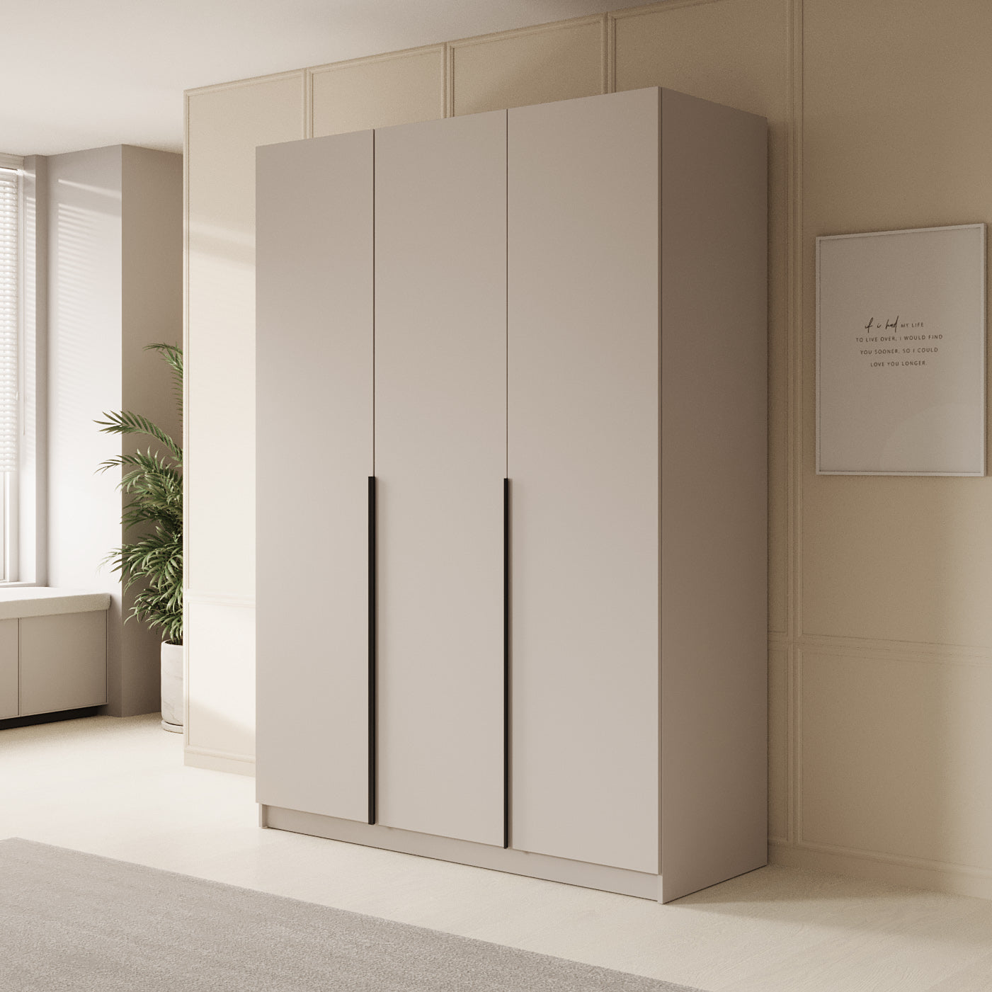 Sabre - Kledingkast 3-deurs - Beige - 150x58x215 cm