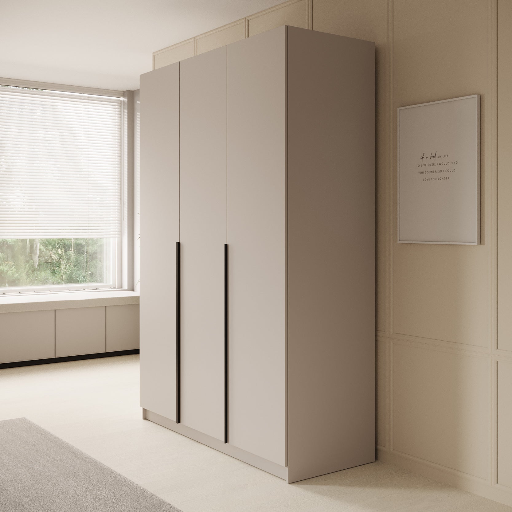 Sabre - Kledingkast 3-deurs - Beige - 150x58x215 cm