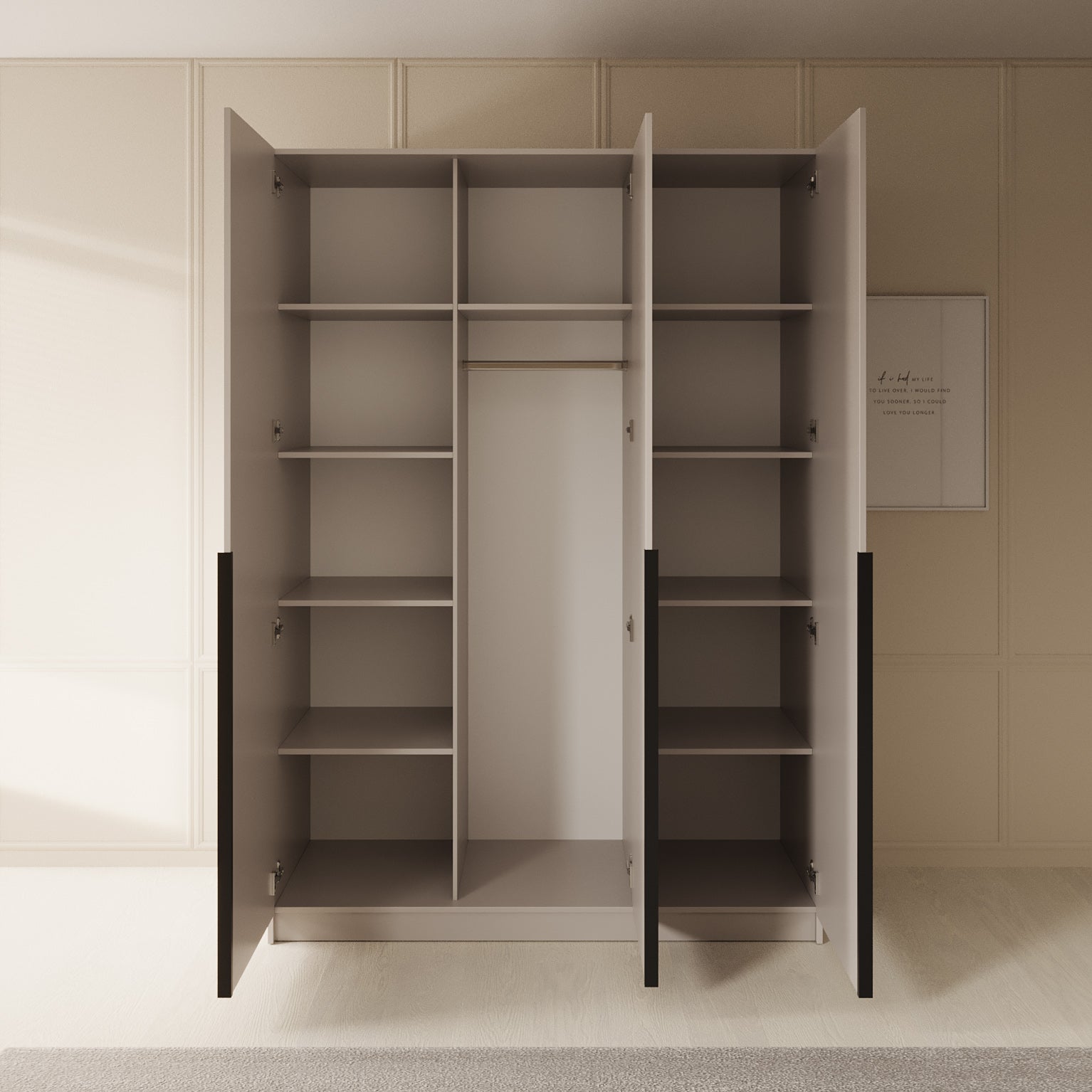 Sabre - Kledingkast 3-deurs - Beige - 150x58x215 cm