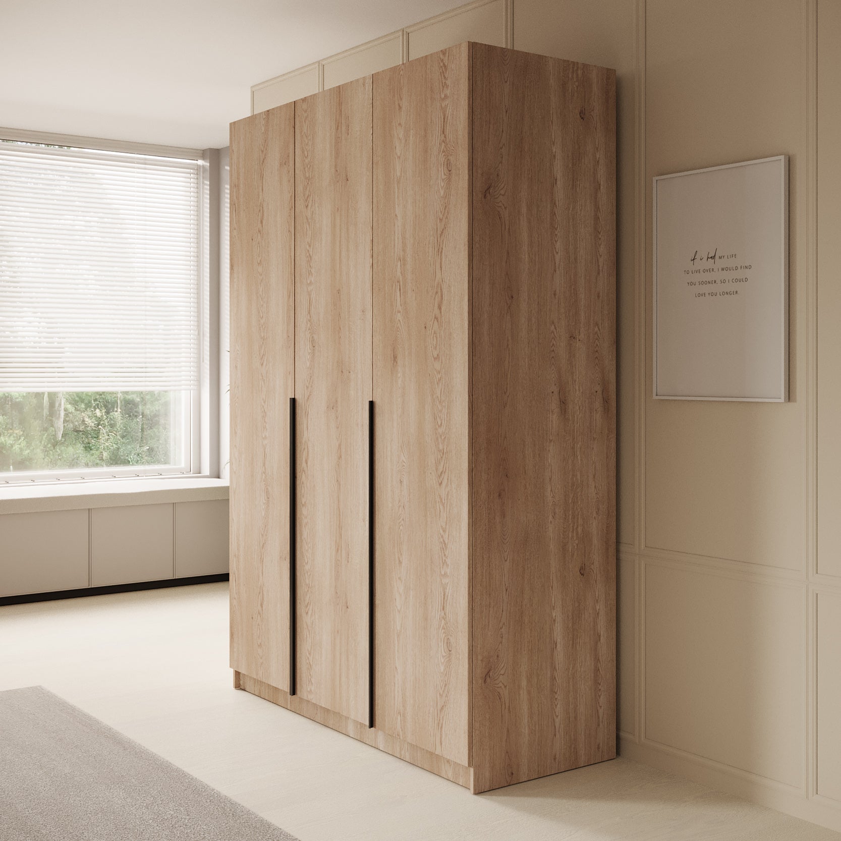 Sabre - Kledingkast 3-deurs - Eiken - 150x58x215 cm