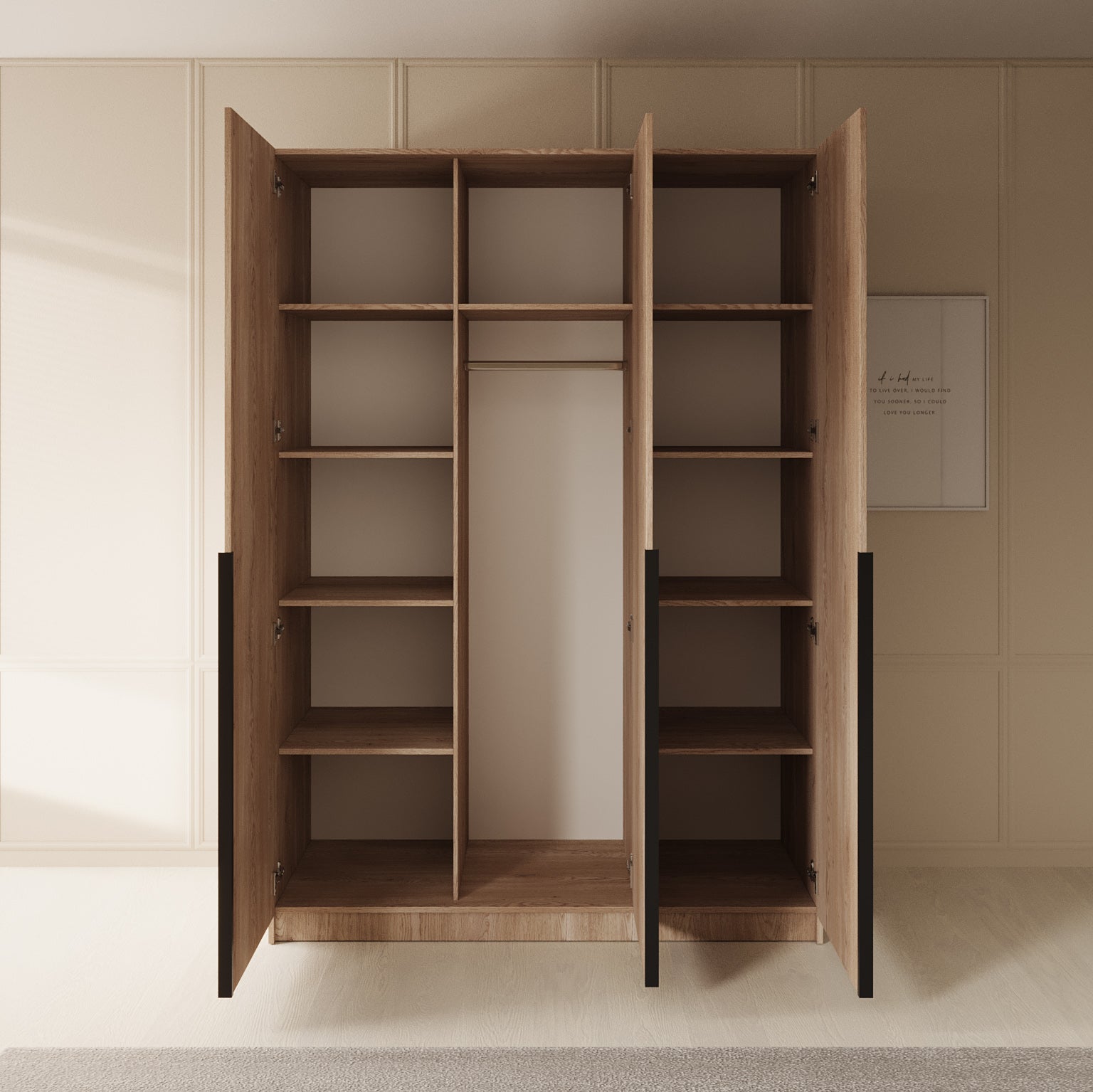 Sabre - Kledingkast 3-deurs - Eiken - 150x58x215 cm
