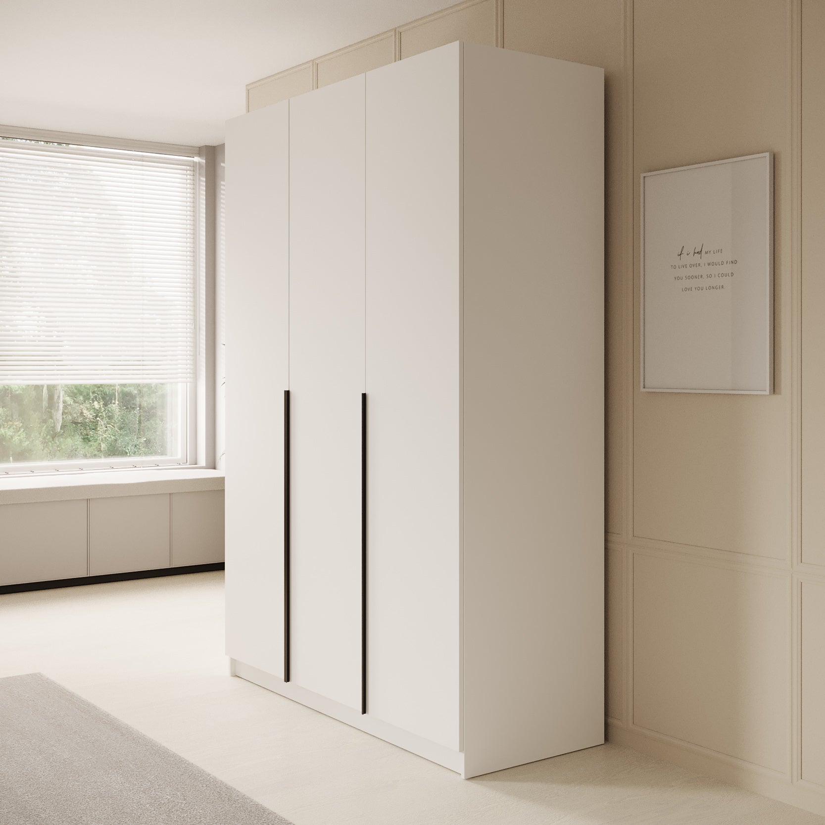 Sabre - Kledingkast 3-deurs - Wit - 150x58x215 cm