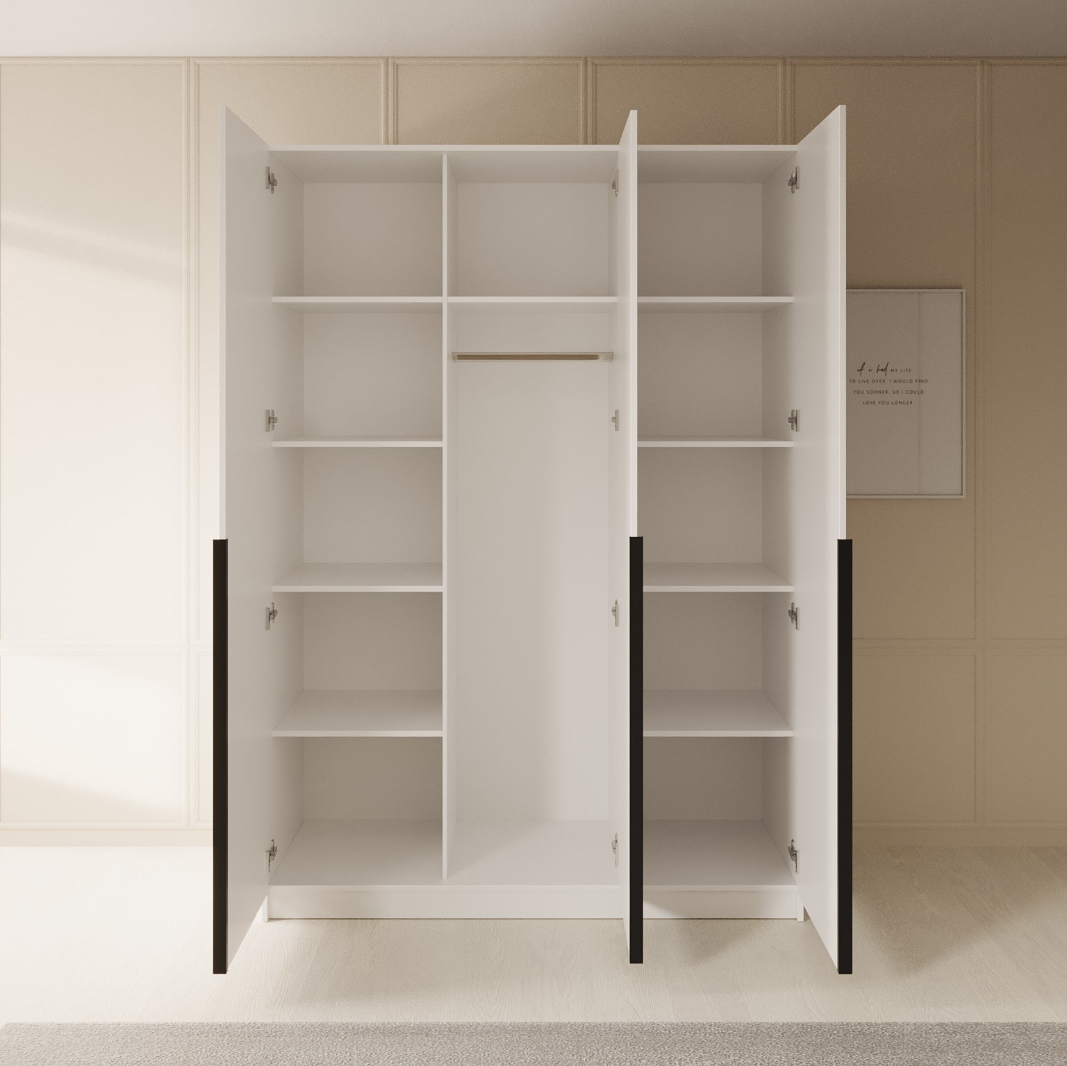 Sabre - Kledingkast 3-deurs - Wit - 150x58x215 cm