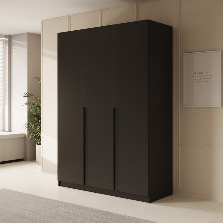 Sabre - Kledingkast 3-deurs - Zwart - 150x58x215 cm
