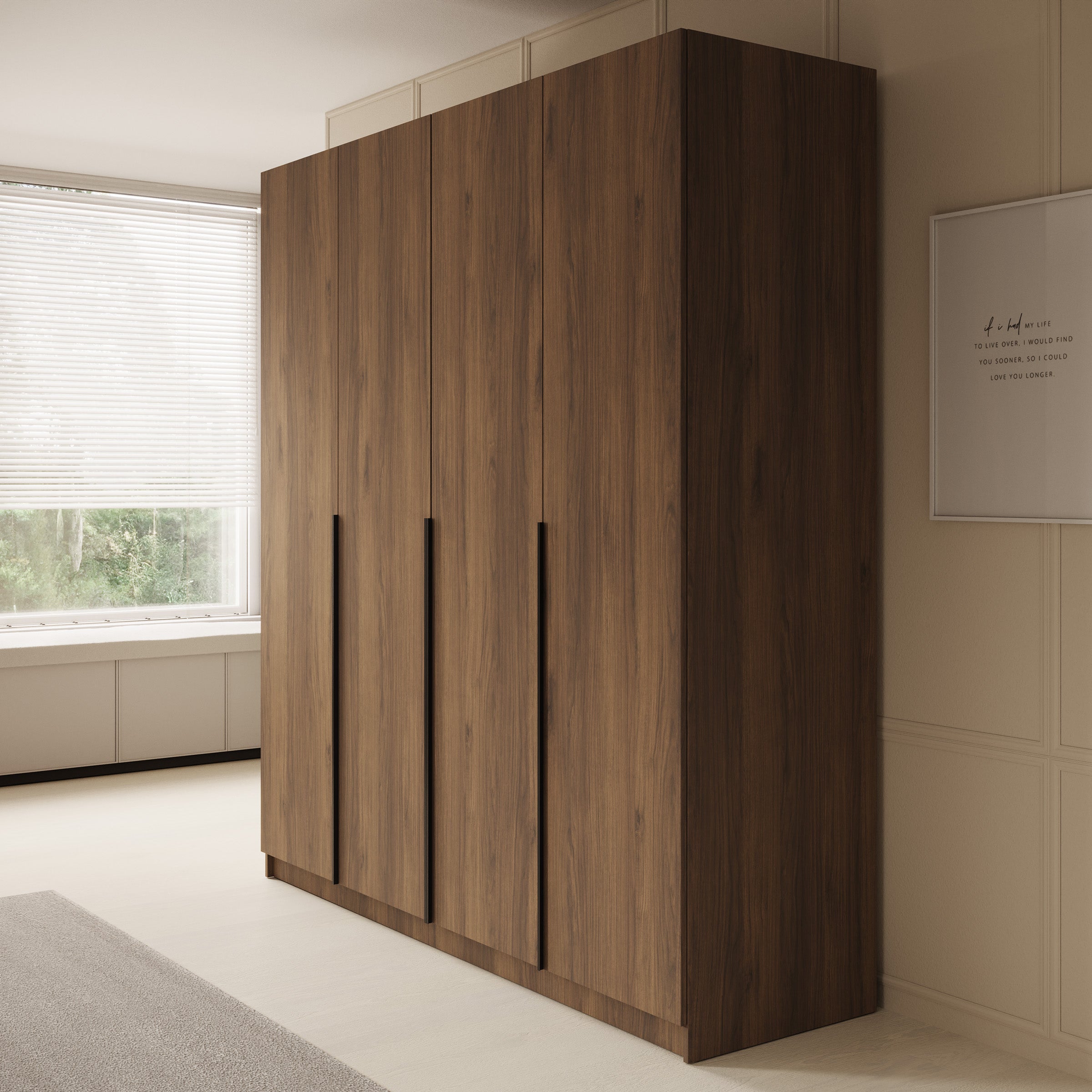 Sabre - Kledingkast met 4 deuren - Walnootpatroon - 200x58x215 cm