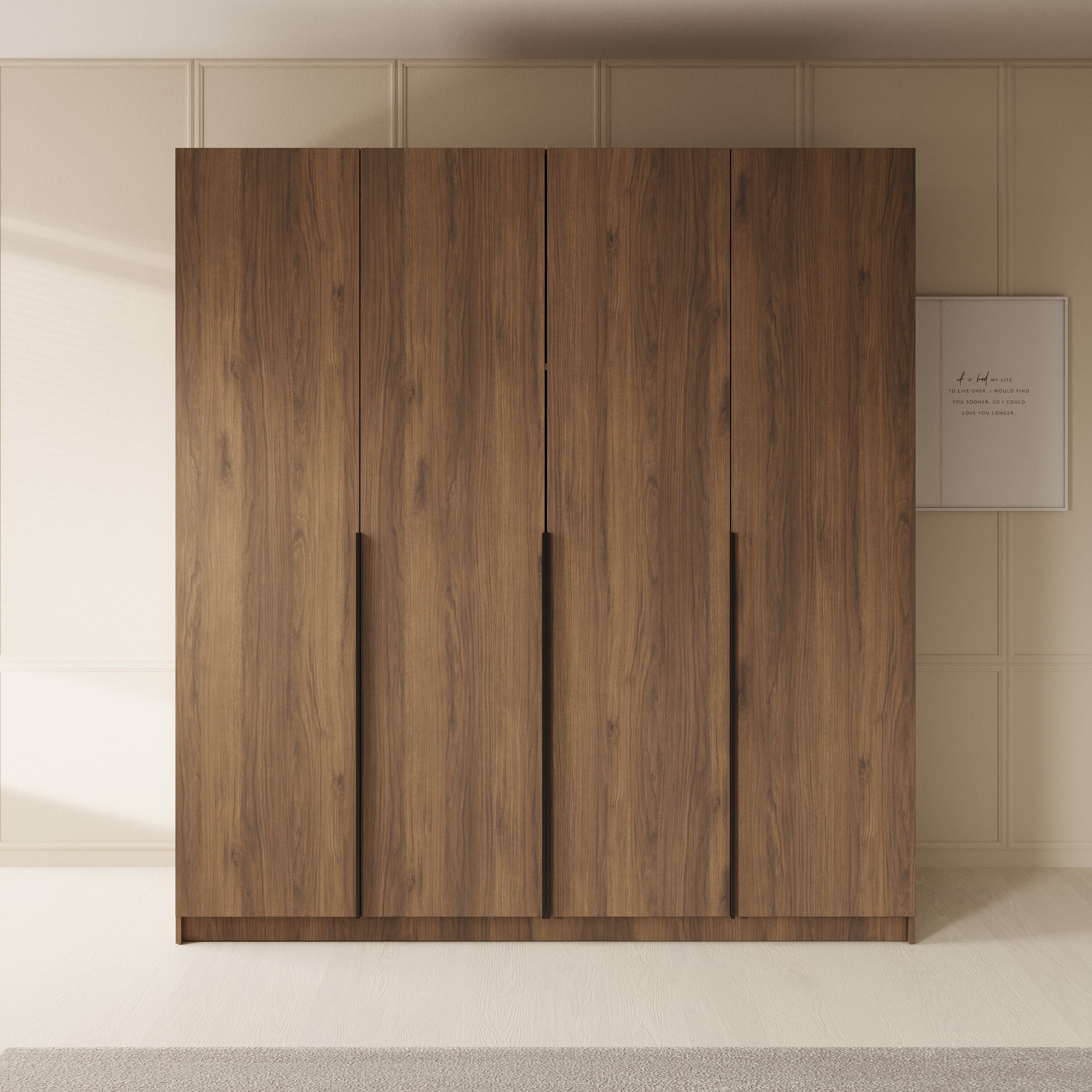 Sabre - Kledingkast met 4 deuren - Walnootpatroon - 200x58x215 cm