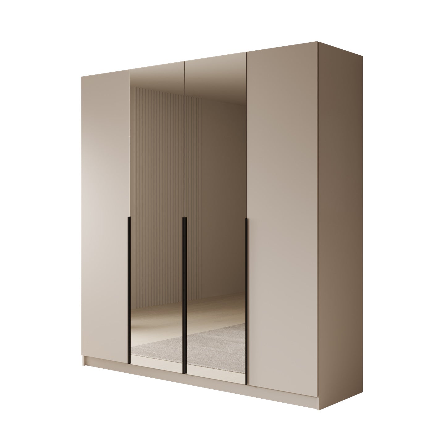 Sabre - Kledingkast met spiegel - Beige - 200x58x215 cm