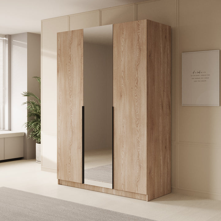 Sabre - Kledingkast met spiegel - Eiken - 150x58x215 cm