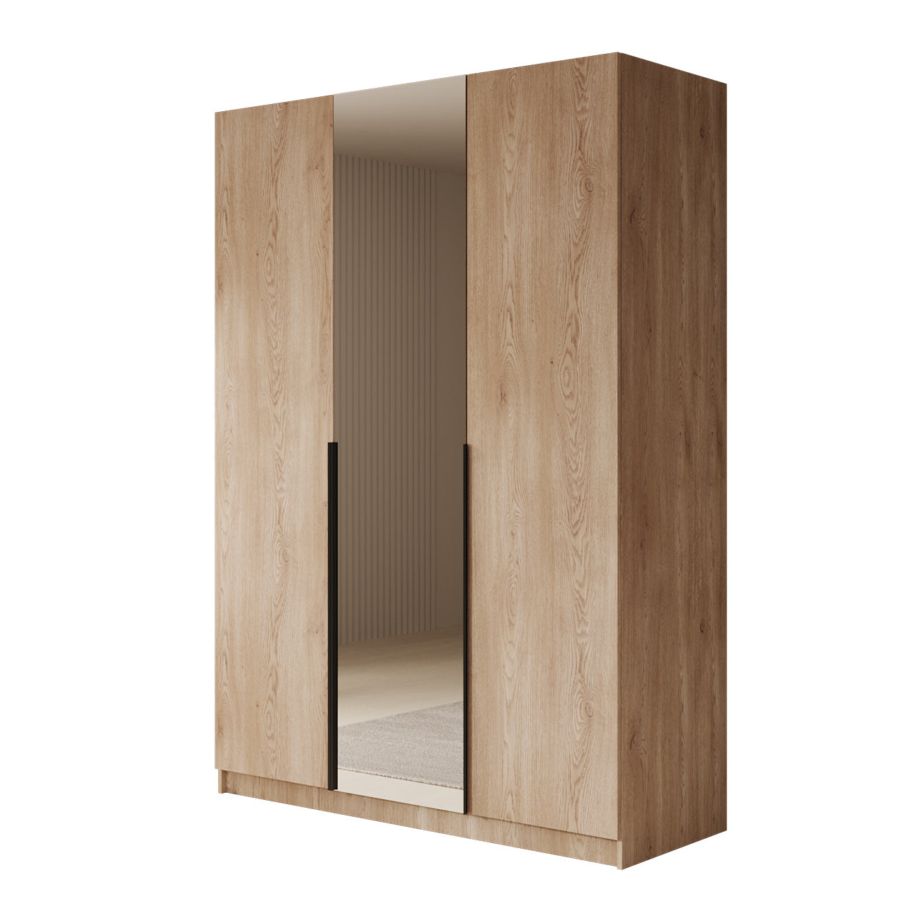 Sabre - Kledingkast met spiegel - Eiken - 150x58x215 cm