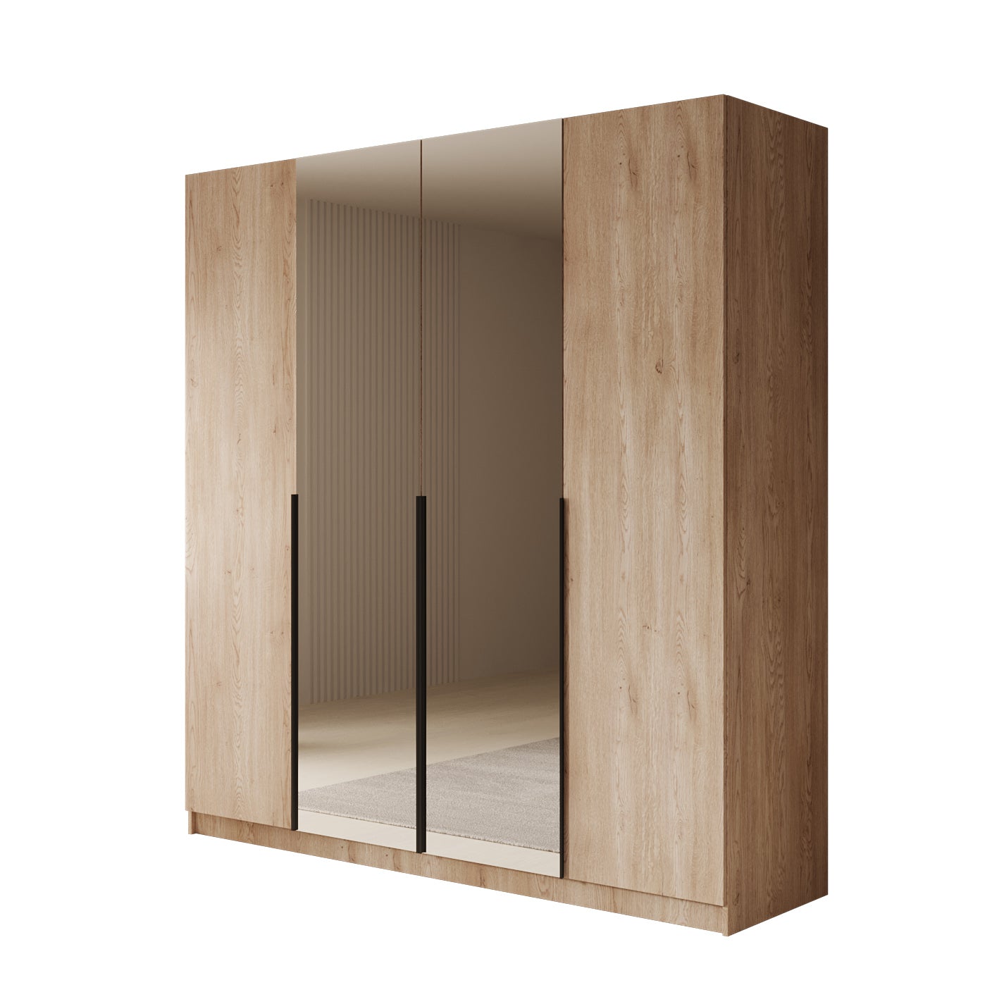 Sabre - Kledingkast met spiegel - Eiken - 200x58x215 cm