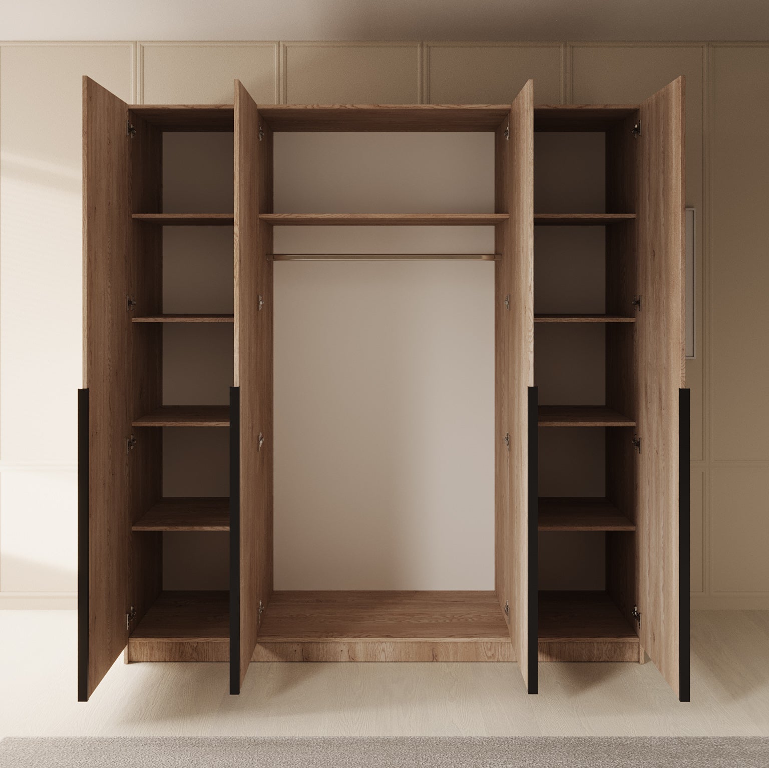 Sabre - Kledingkast met spiegel - Eiken - 200x58x215 cm