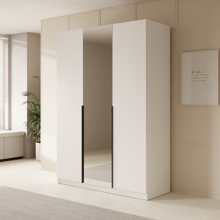 Sabre - Kledingkast met spiegel - Wit - 150x58x215 cm