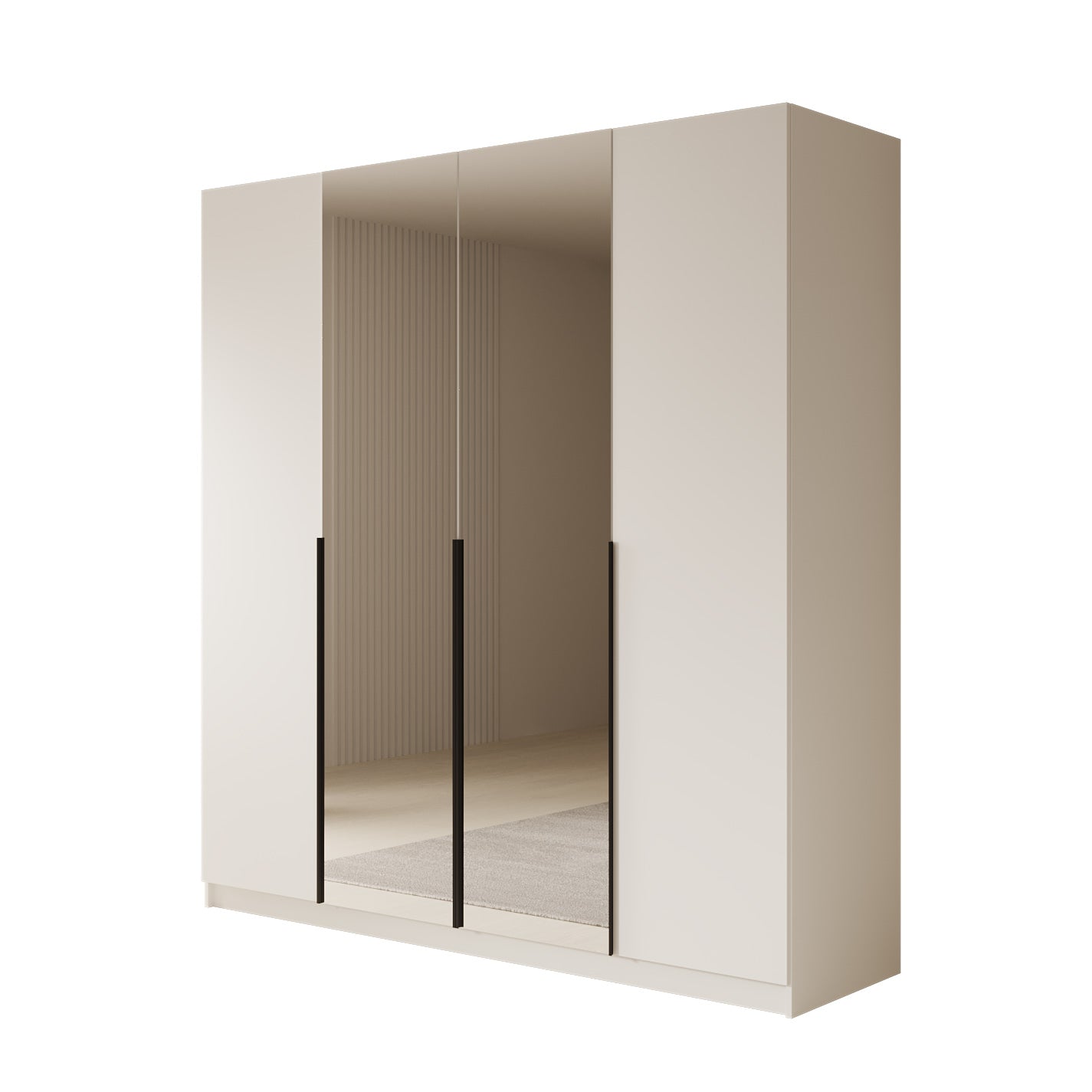Sabre - Kledingkast met spiegel - Wit - 200x58x215 cm
