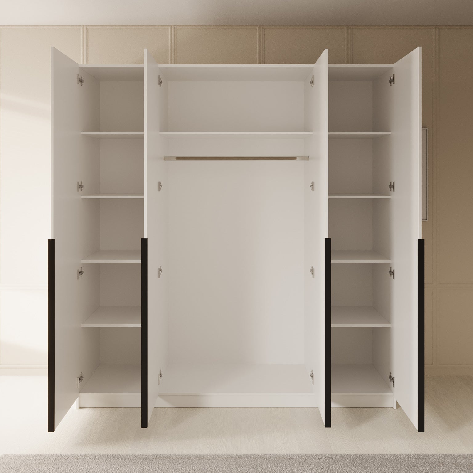 Sabre - Kledingkast met spiegel - Wit - 200x58x215 cm
