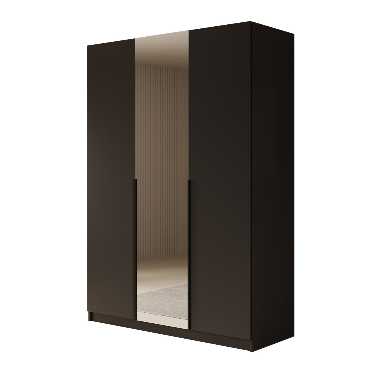 Sabre - Kledingkast met spiegel - Zwart - 150x58x215 cm
