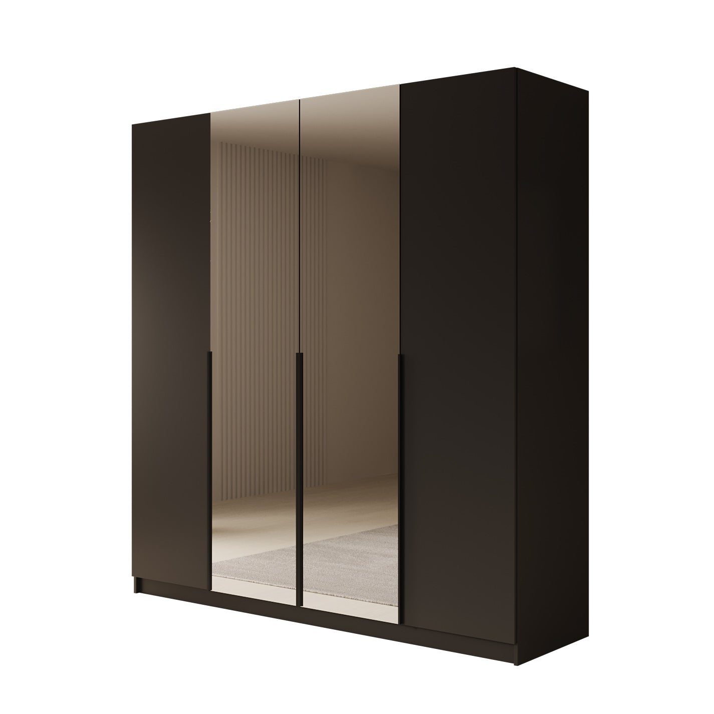 Sabre - Kledingkast met spiegel - Zwart - 200x58x215 cm
