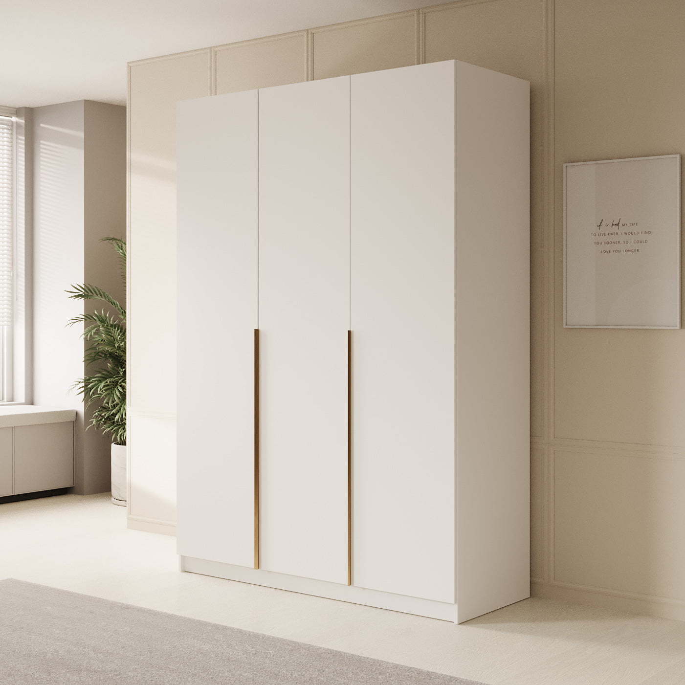 Sabre 2 - Kledingkast 3-deurs - Wit - 150x58x215 cm