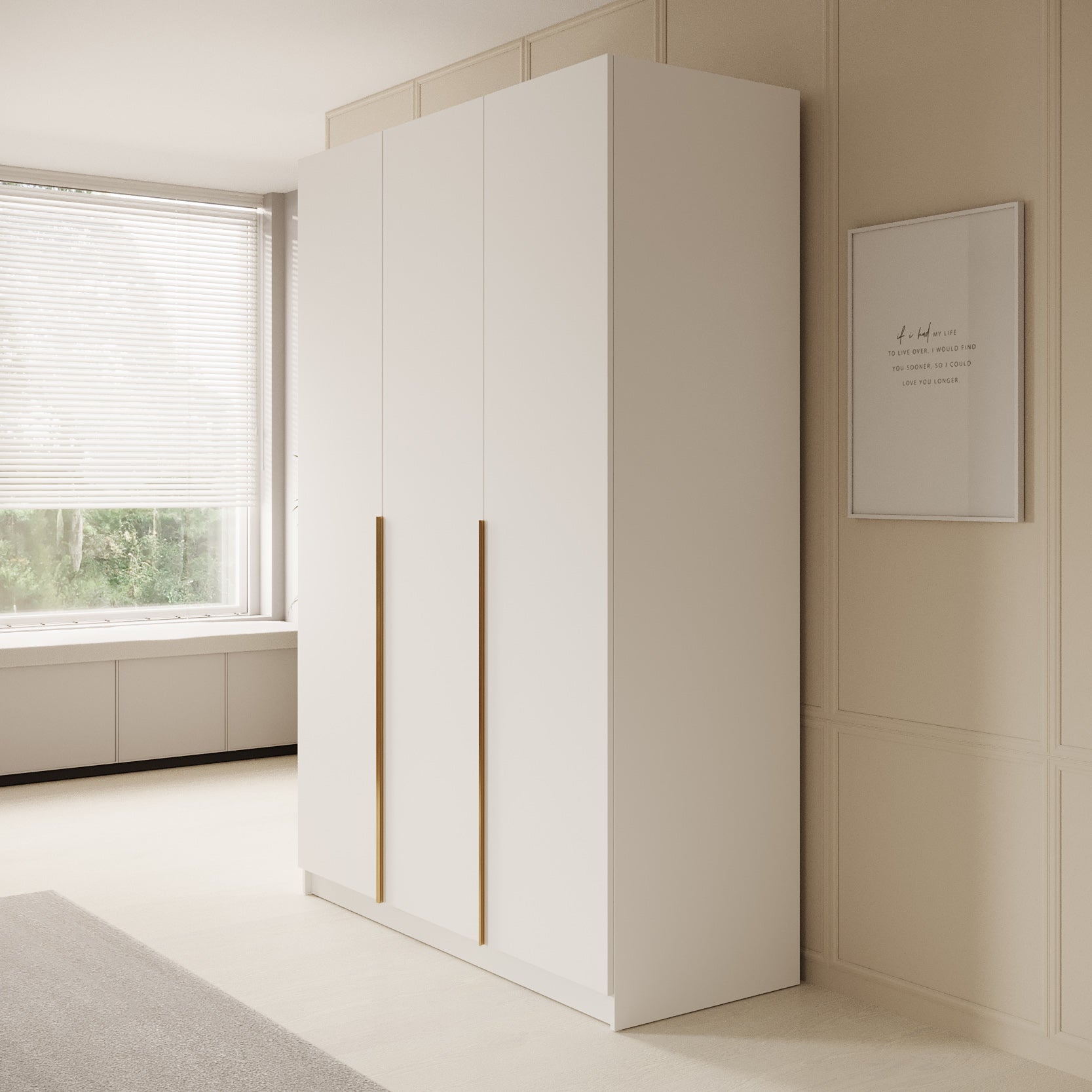 Sabre 2 - Kledingkast 3-deurs - Wit - 150x58x215 cm