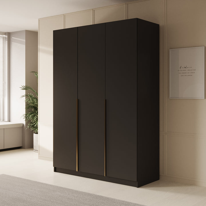 Sabre 2 - Kledingkast 3-deurs - Zwart - 150x58x215 cm