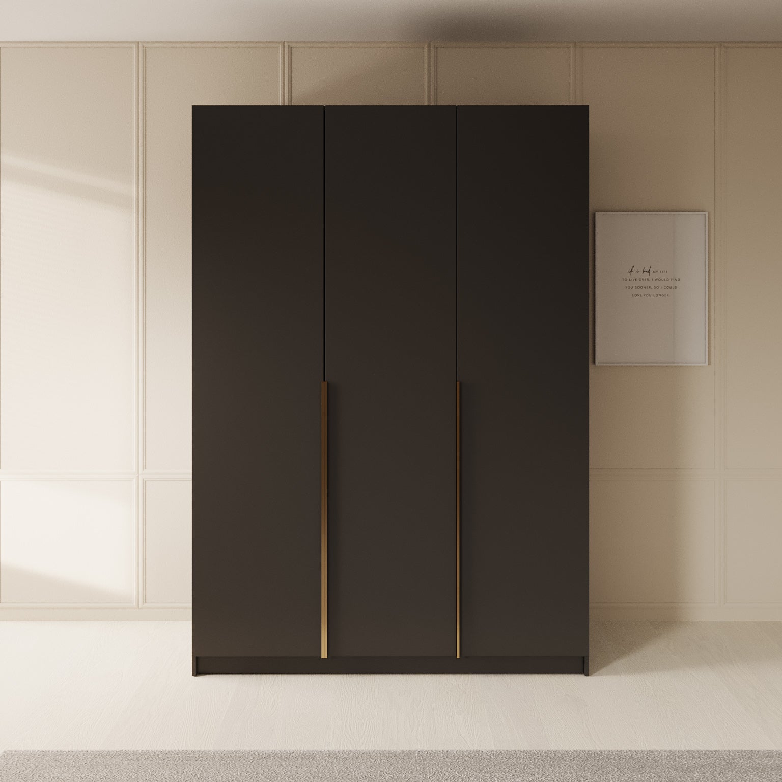 Sabre 2 - Kledingkast 3-deurs - Zwart - 150x58x215 cm