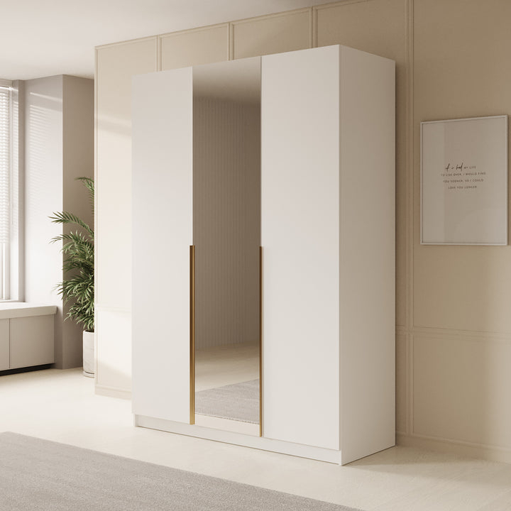 Sabre 2 - Kledingkast met spiegel - Wit - 150x58x215 cm