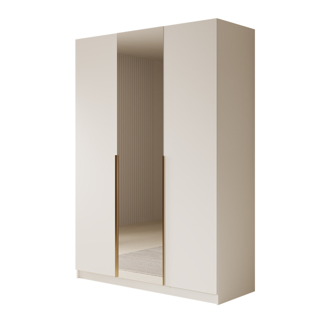 Sabre 2 - Kledingkast met spiegel - Wit - 150x58x215 cm